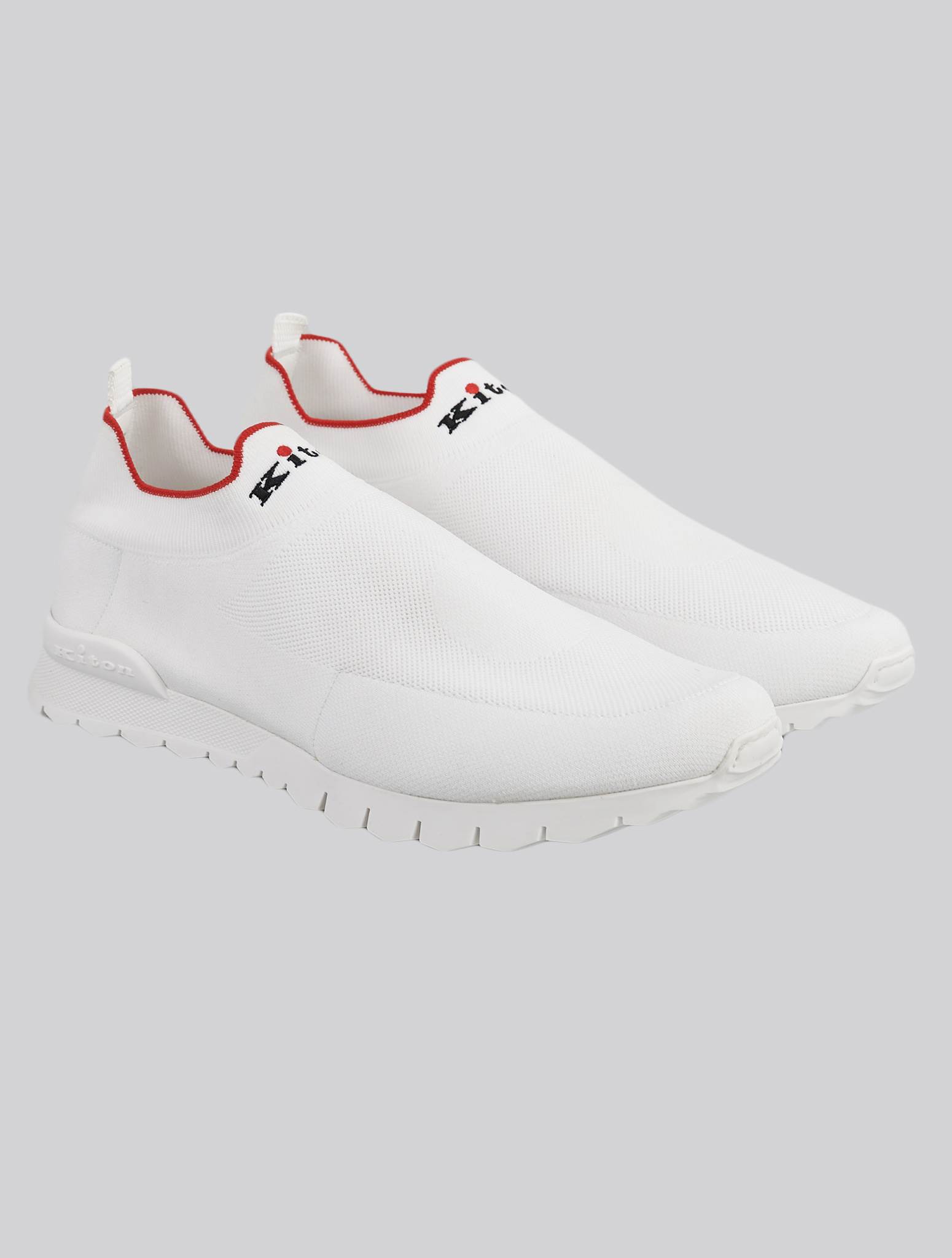 Kiton White Cotton Sneakers USSA089