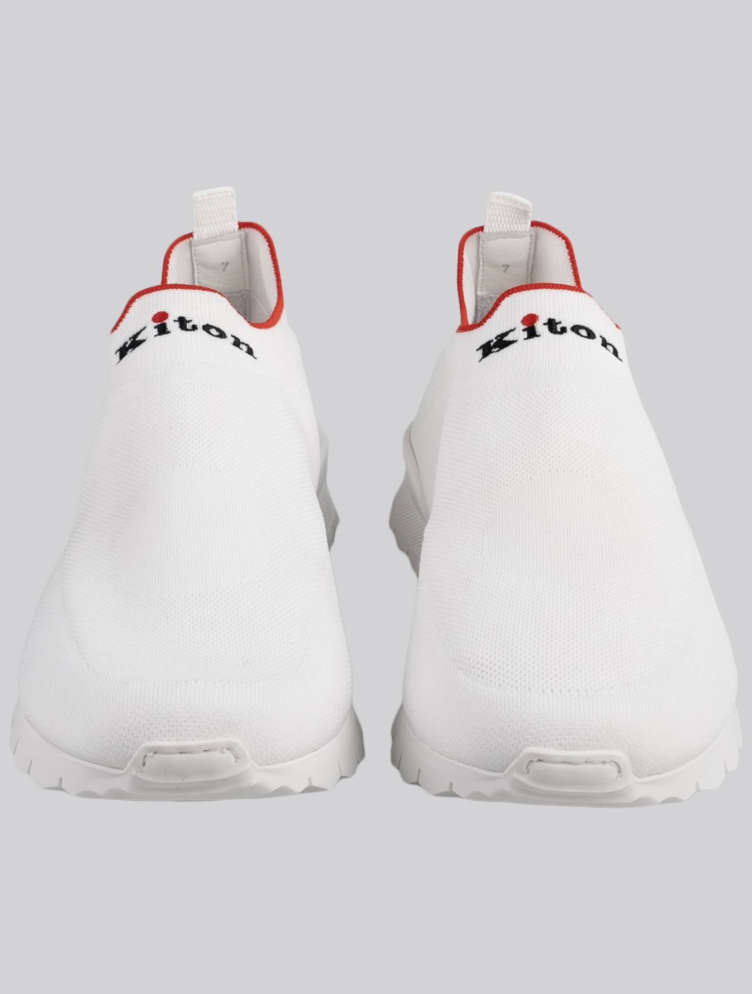 Kiton White Cotton Sneakers USSA089