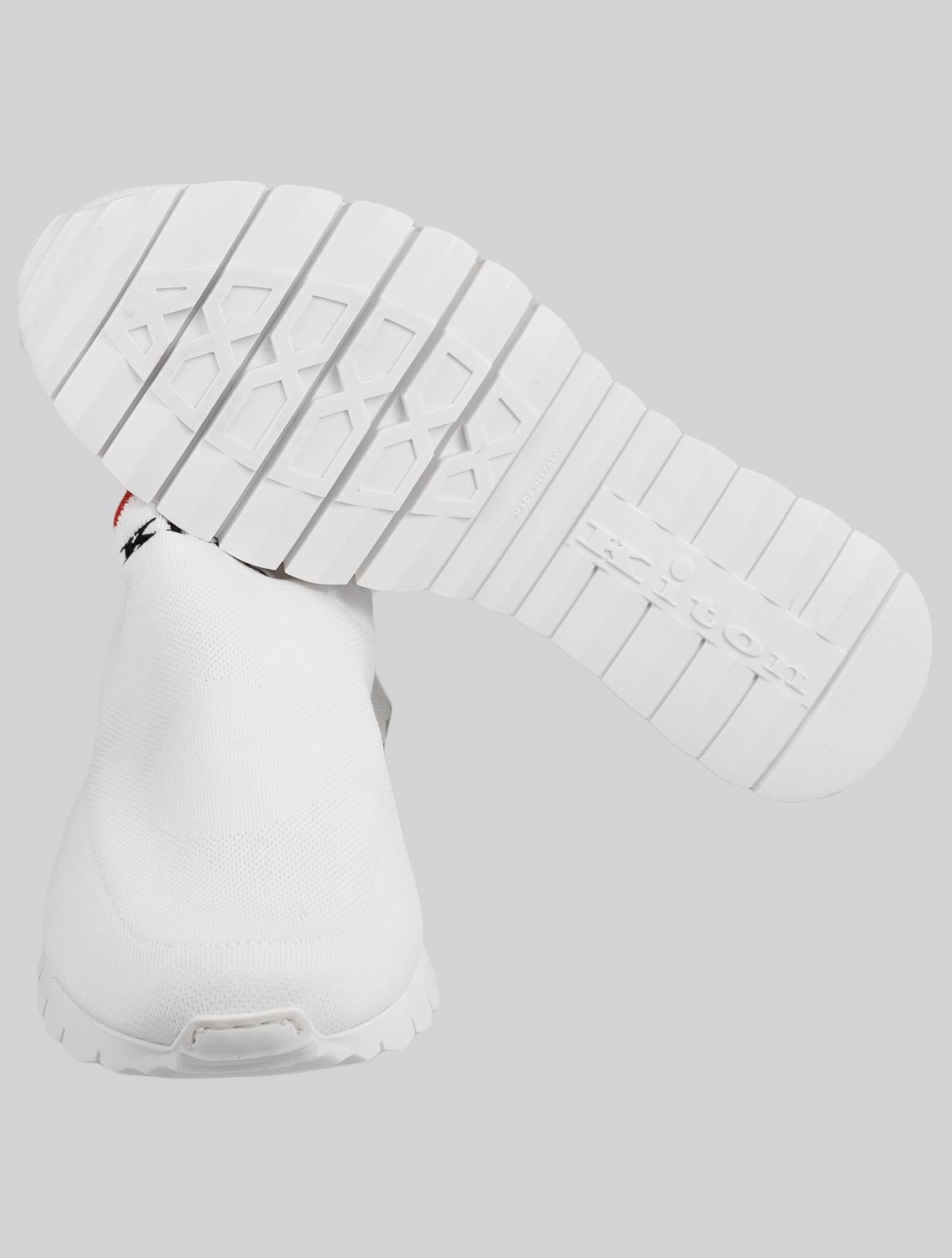 Kiton White Cotton Sneakers USSA089
