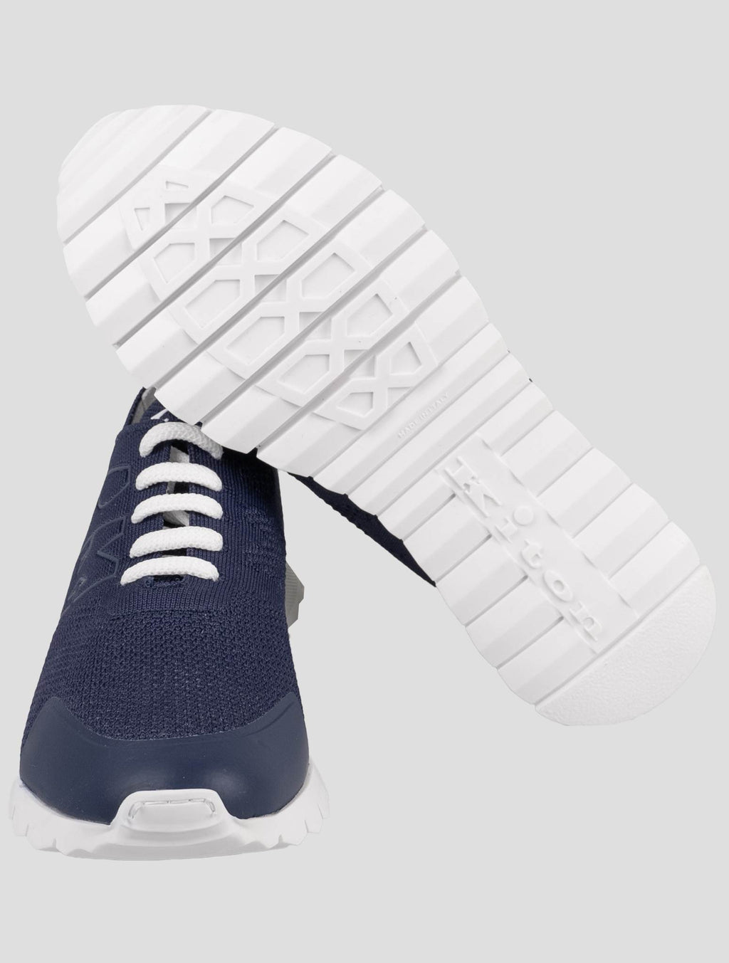 Kiton Blue Cotton-Elastane Sneakers