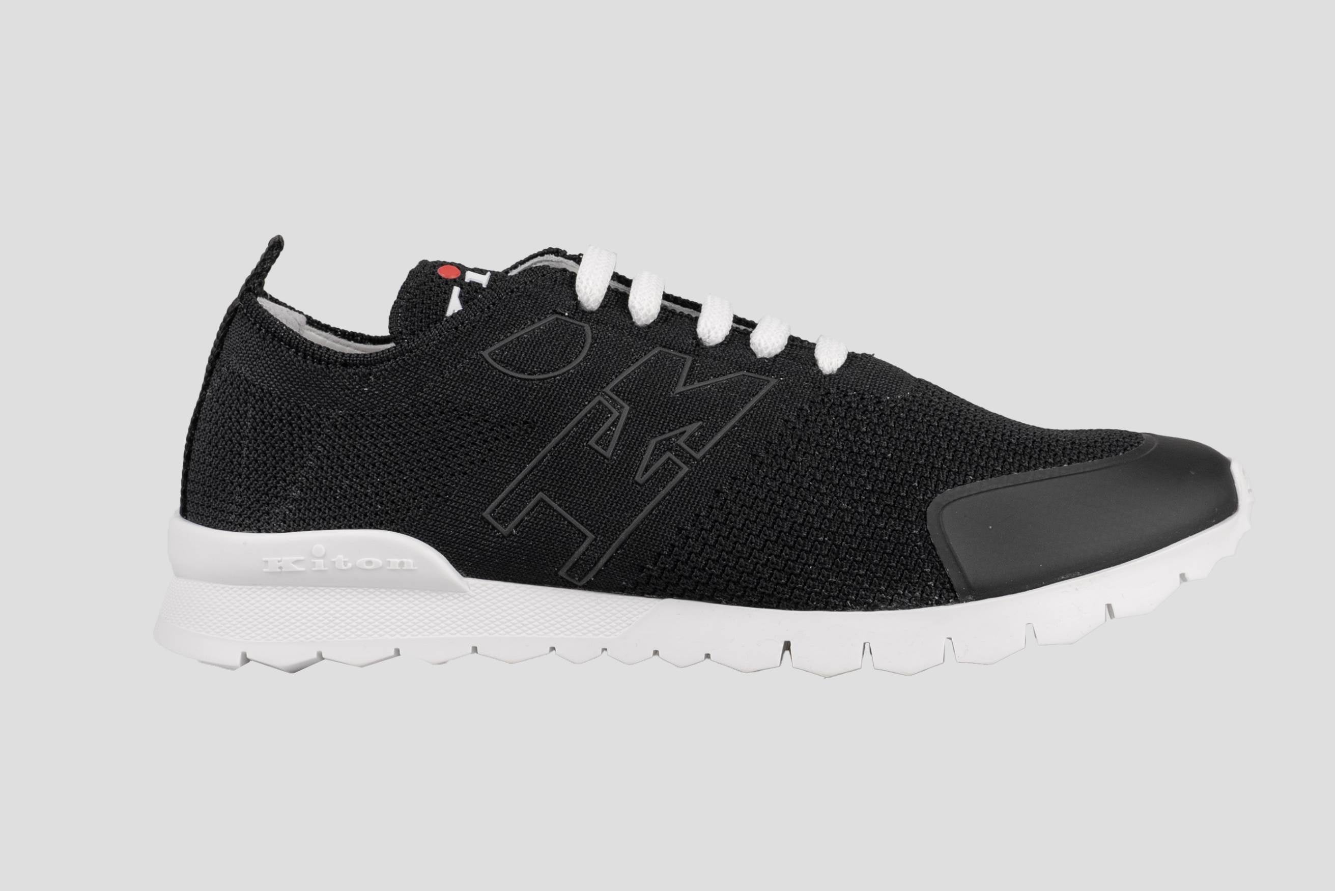 Kiton Black Cotton-Elastane Sneakers