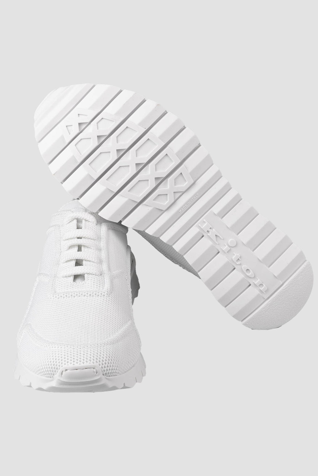 Kiton White Cotton-Elastane Sneakers KSY13