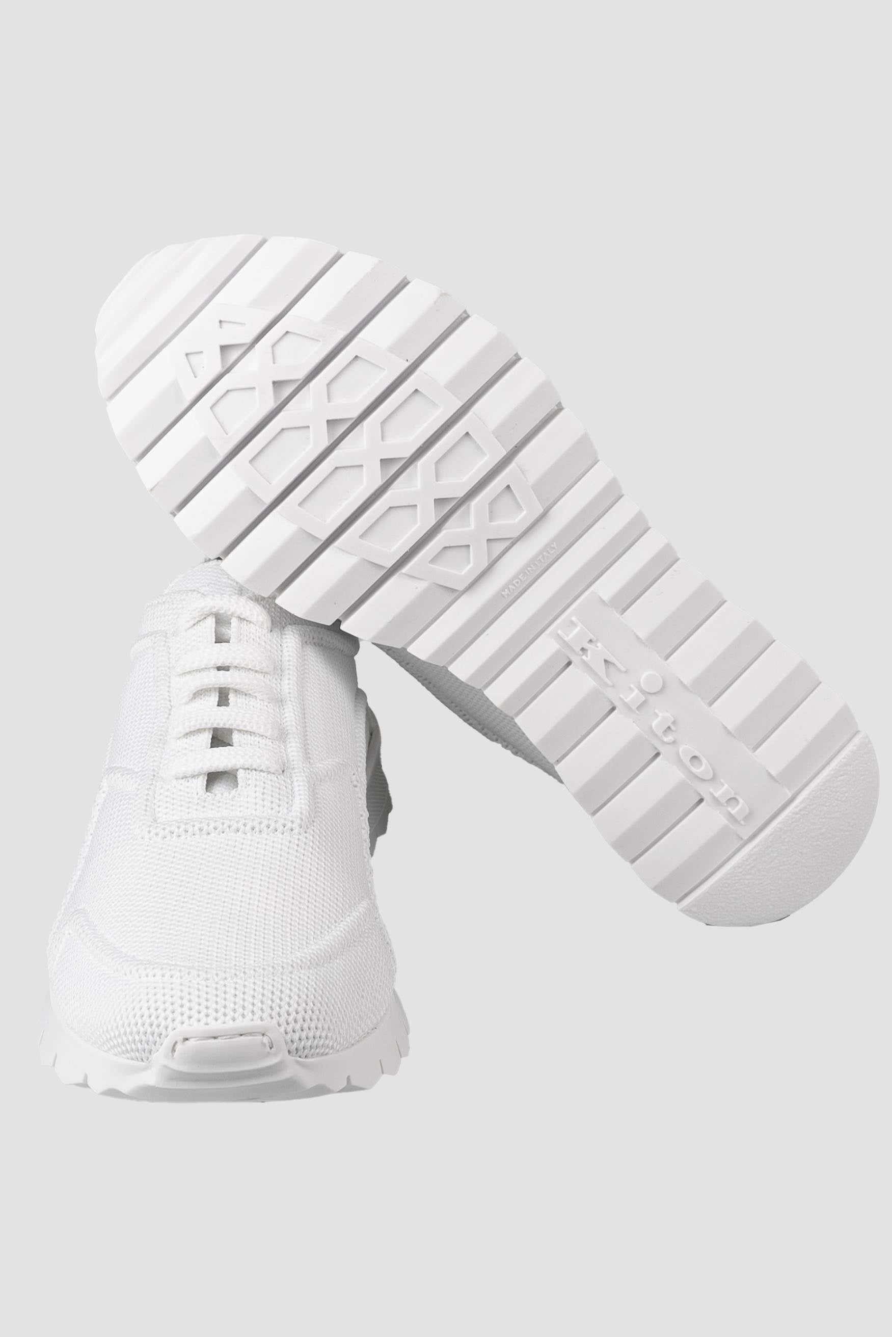 Kiton White Cotton-Elastane Sneakers KSY13