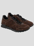 Kiton Brown Leather Crocodile Leather Suede Sneakers