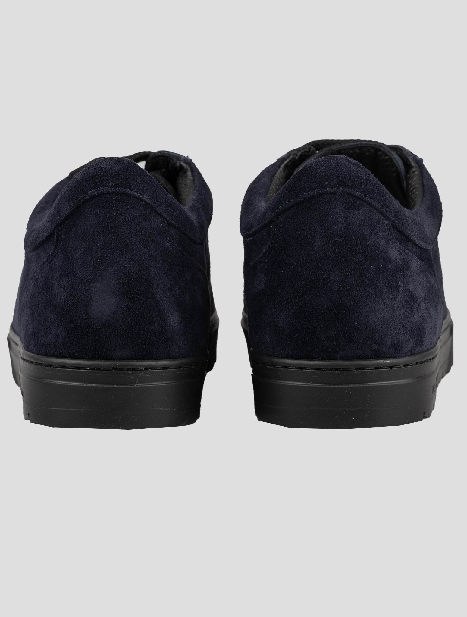 Kiton Blue Leather Crocodile Leather Suede Sneakers