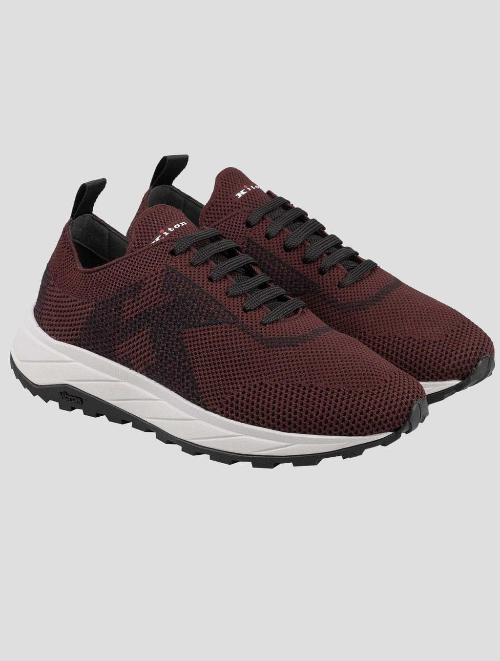 Kiton Burgundy Polyester-Wool Sneakers