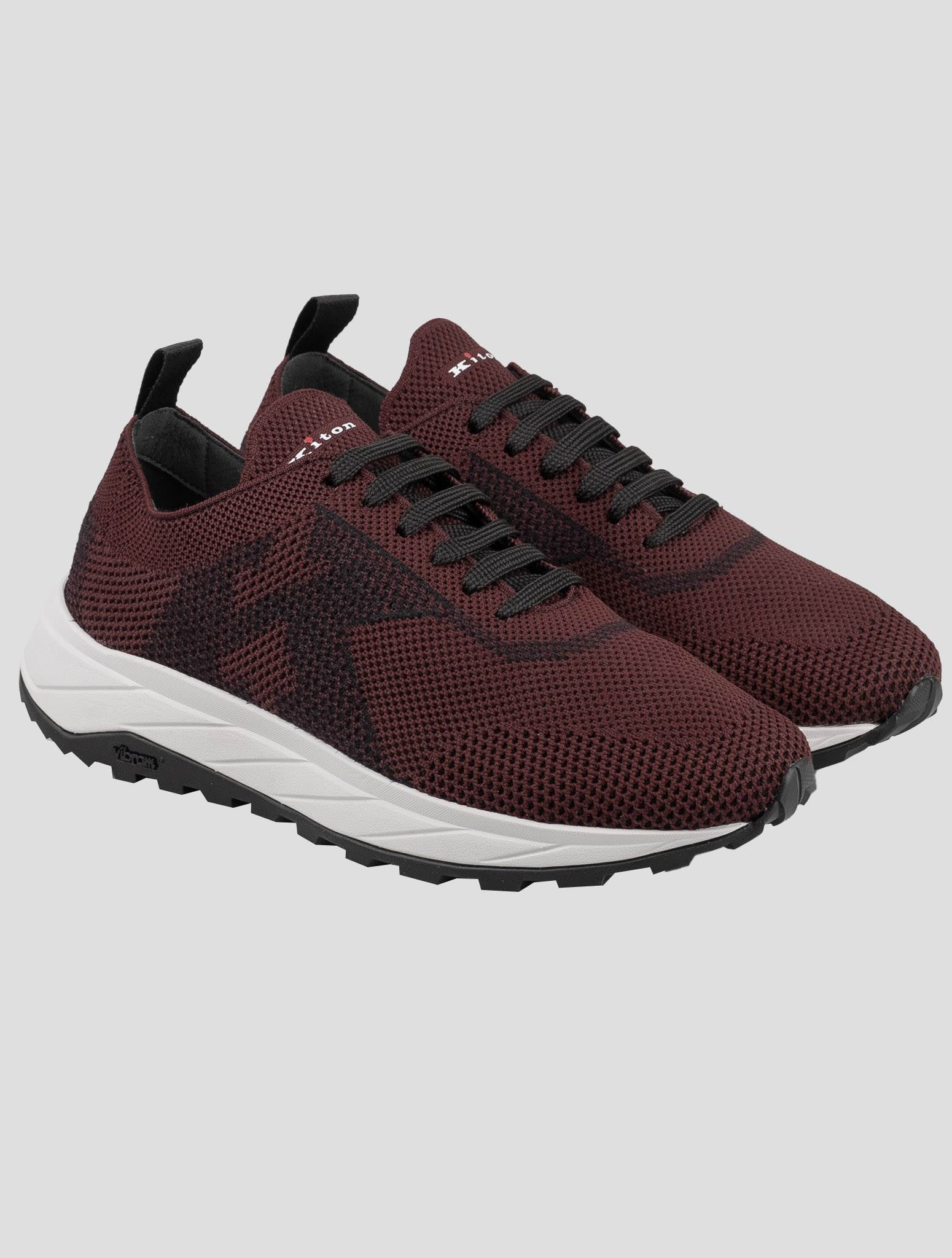 Kiton Burgundy Polyester-Wool Sneakers