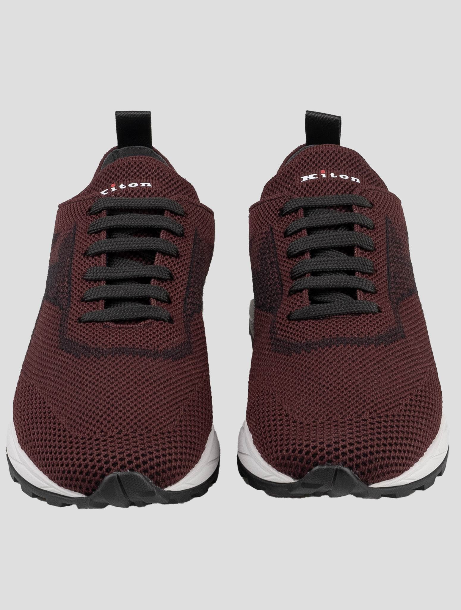 Kiton Burgundy Polyester-Wool Sneakers