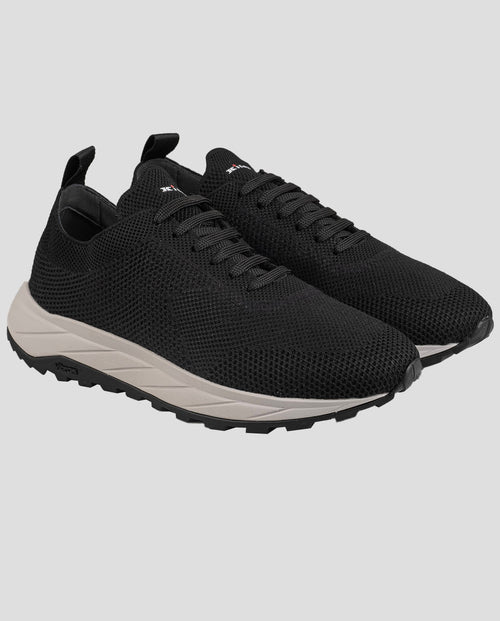 Kiton Black Polyester-Wool Sneakers