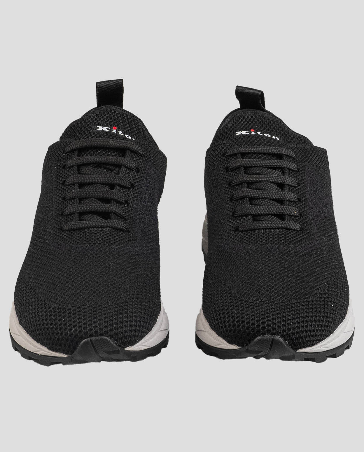 Kiton Black Polyester-Wool Sneakers