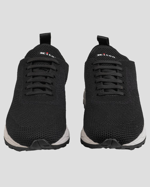 Kiton Black Polyester-Wool Sneakers