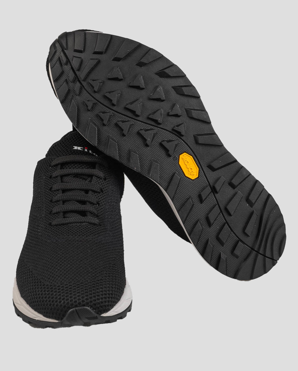 Kiton Black Polyester-Wool Sneakers