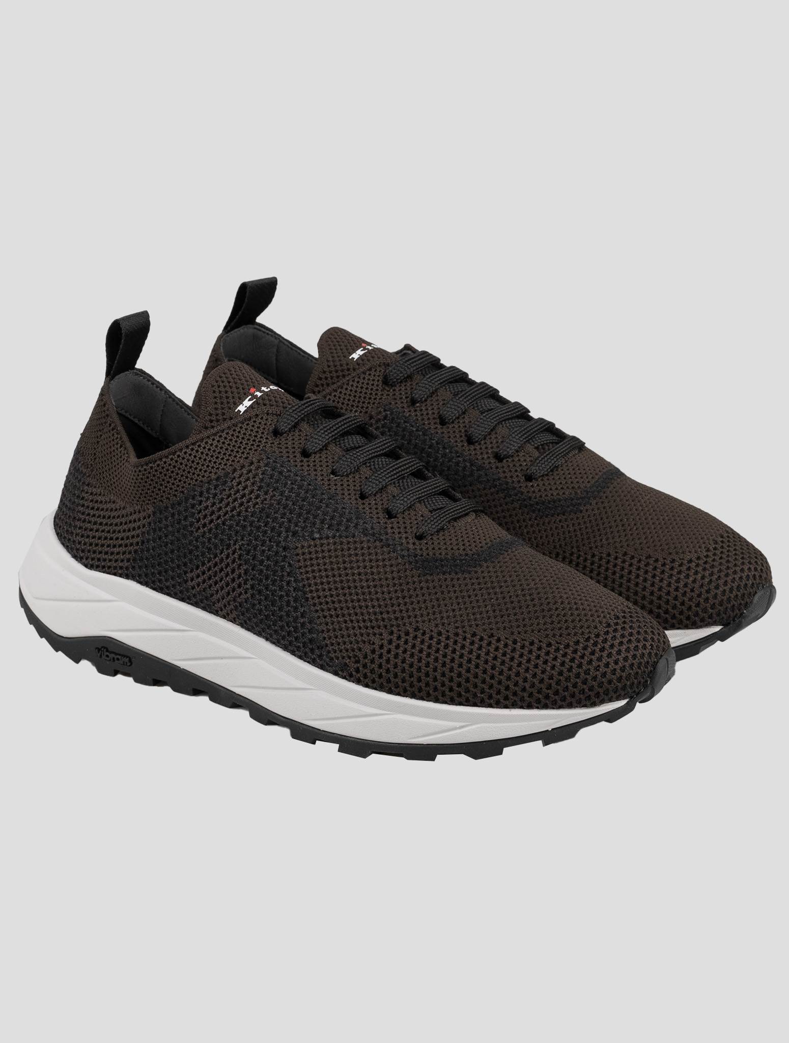 Kiton Brown Polyester-Wool Sneakers