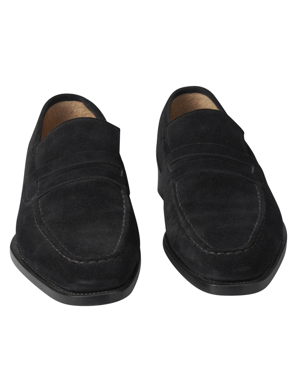 Kiton Black Leather Suede Loafers