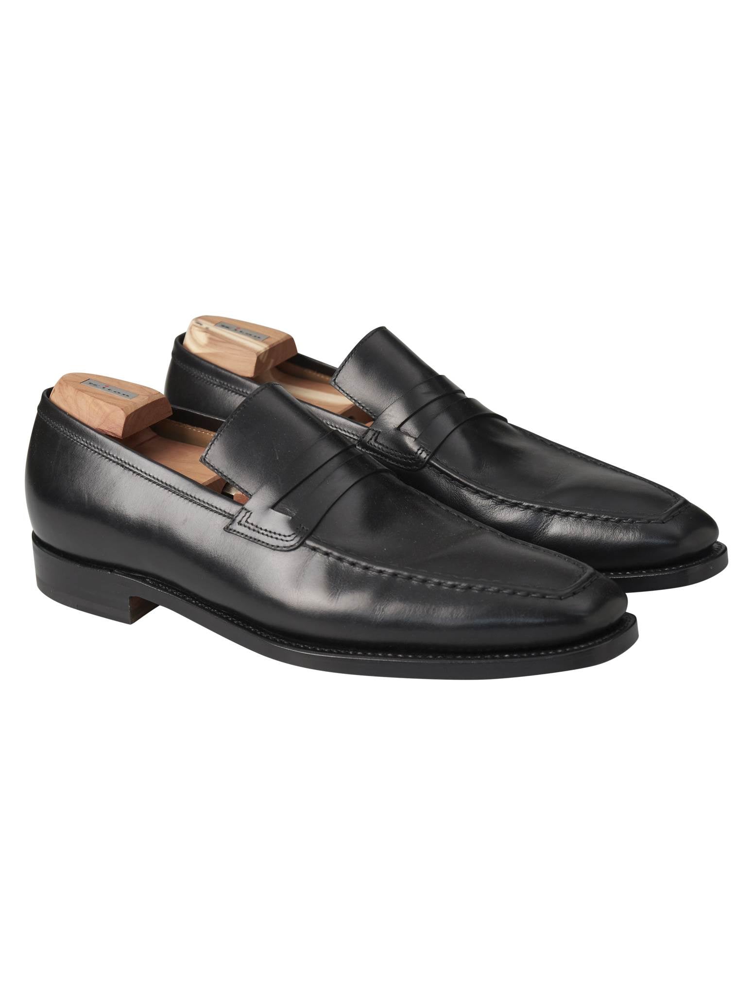 Kiton Black Calfskin Penny Loafers DEPIN