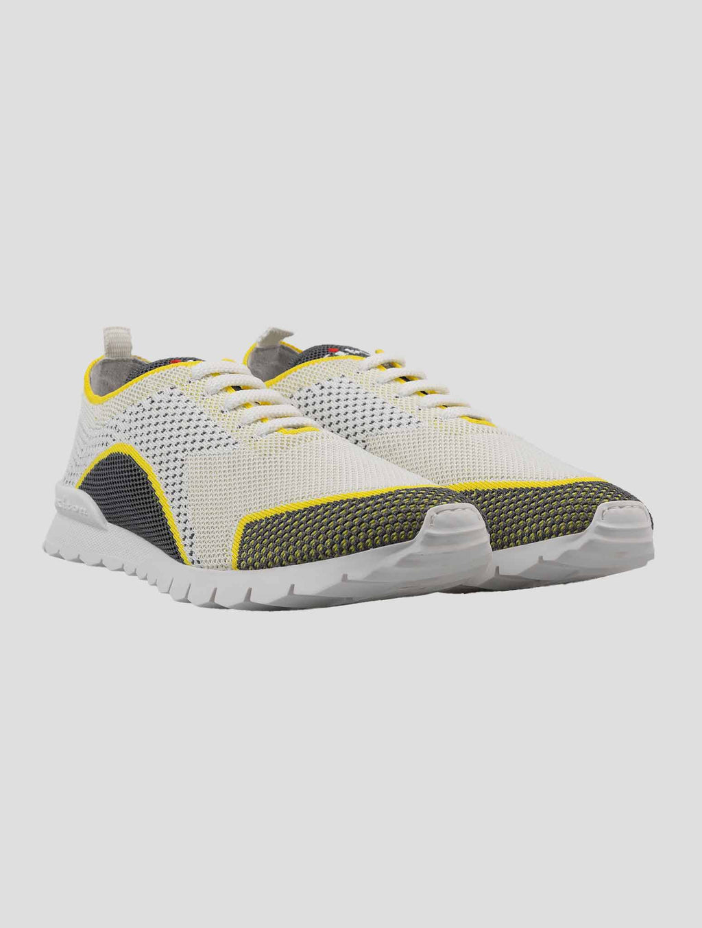 Kiton Gray Yellow Cotton-Elastane Sneakers