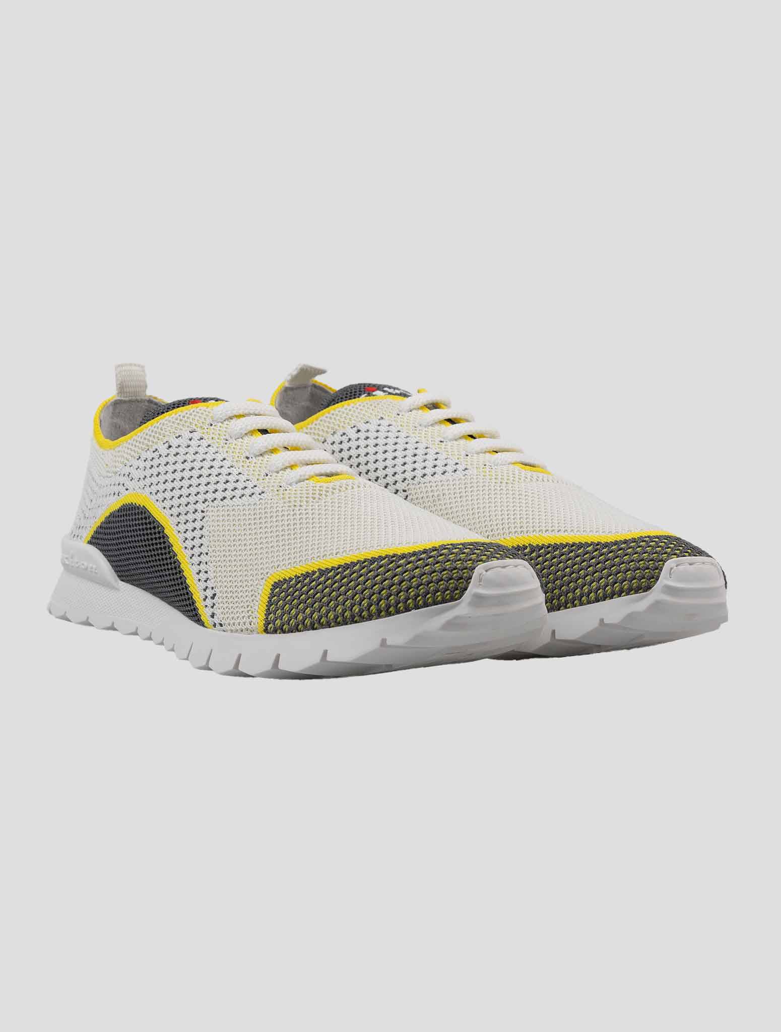 Kiton Gray Yellow Cotton-Elastane Sneakers