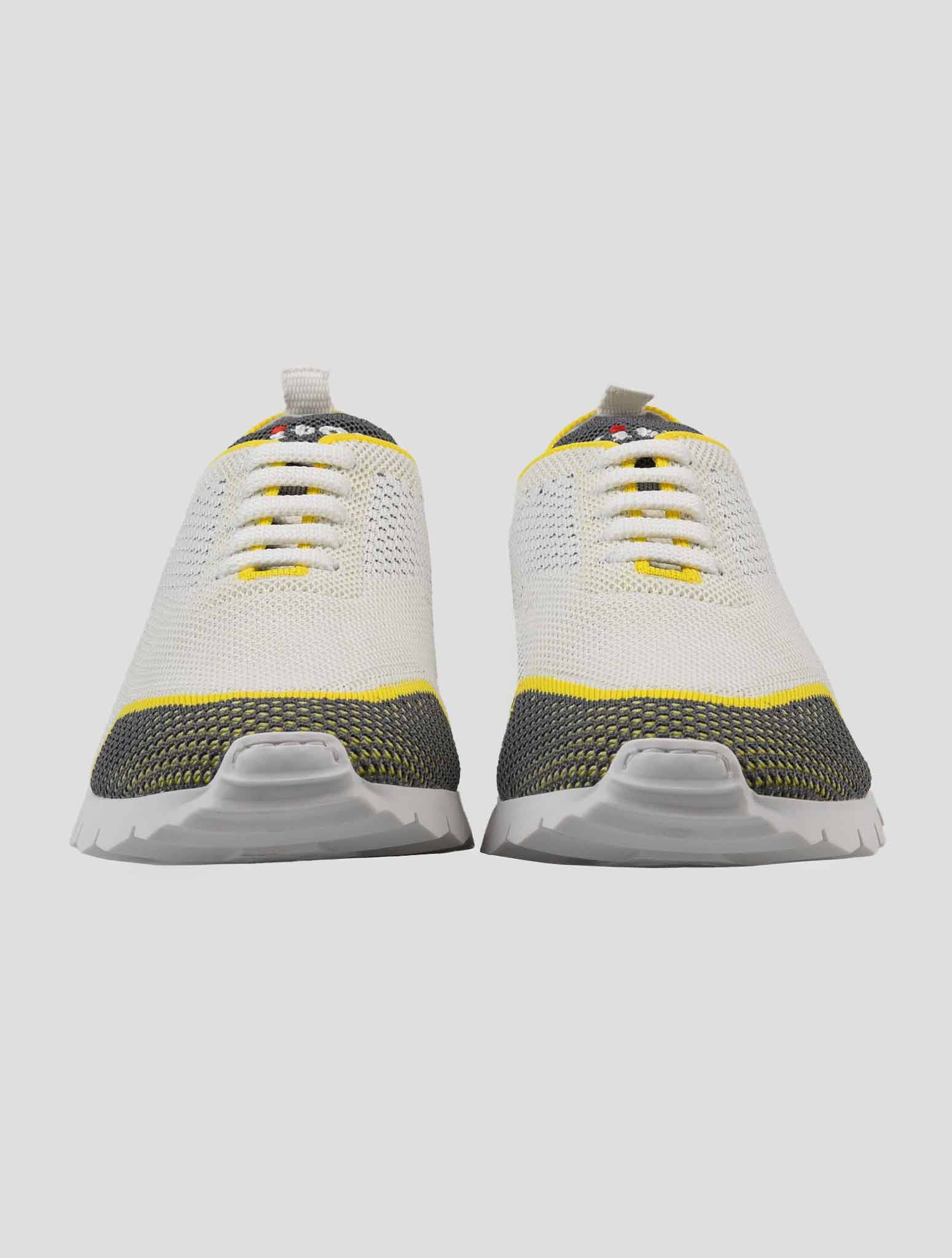 Kiton Gray Yellow Cotton-Elastane Sneakers
