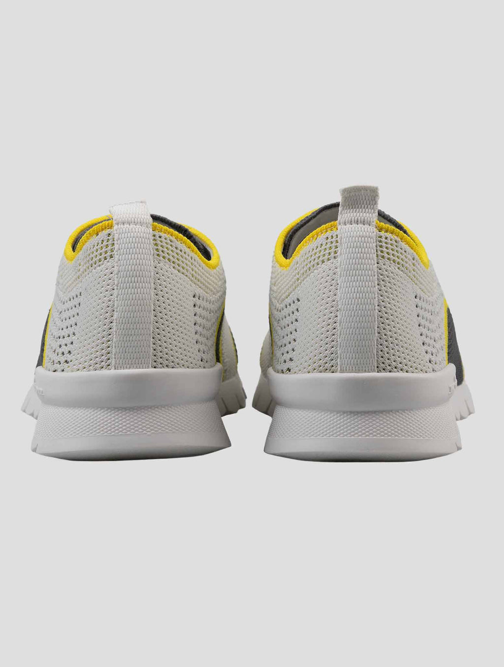 Kiton Gray Yellow Cotton-Elastane Sneakers