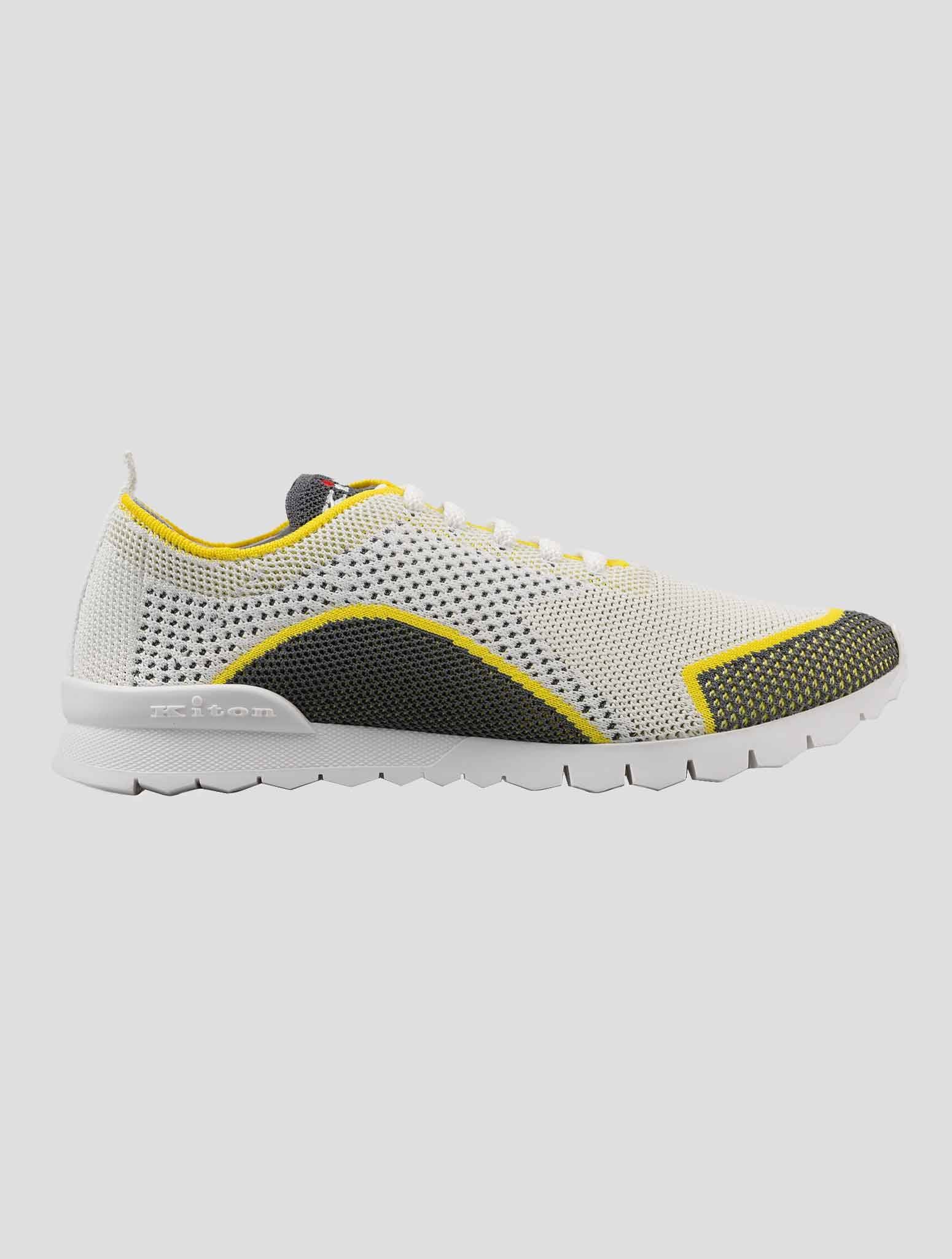 Kiton Gray Yellow Cotton-Elastane Sneakers