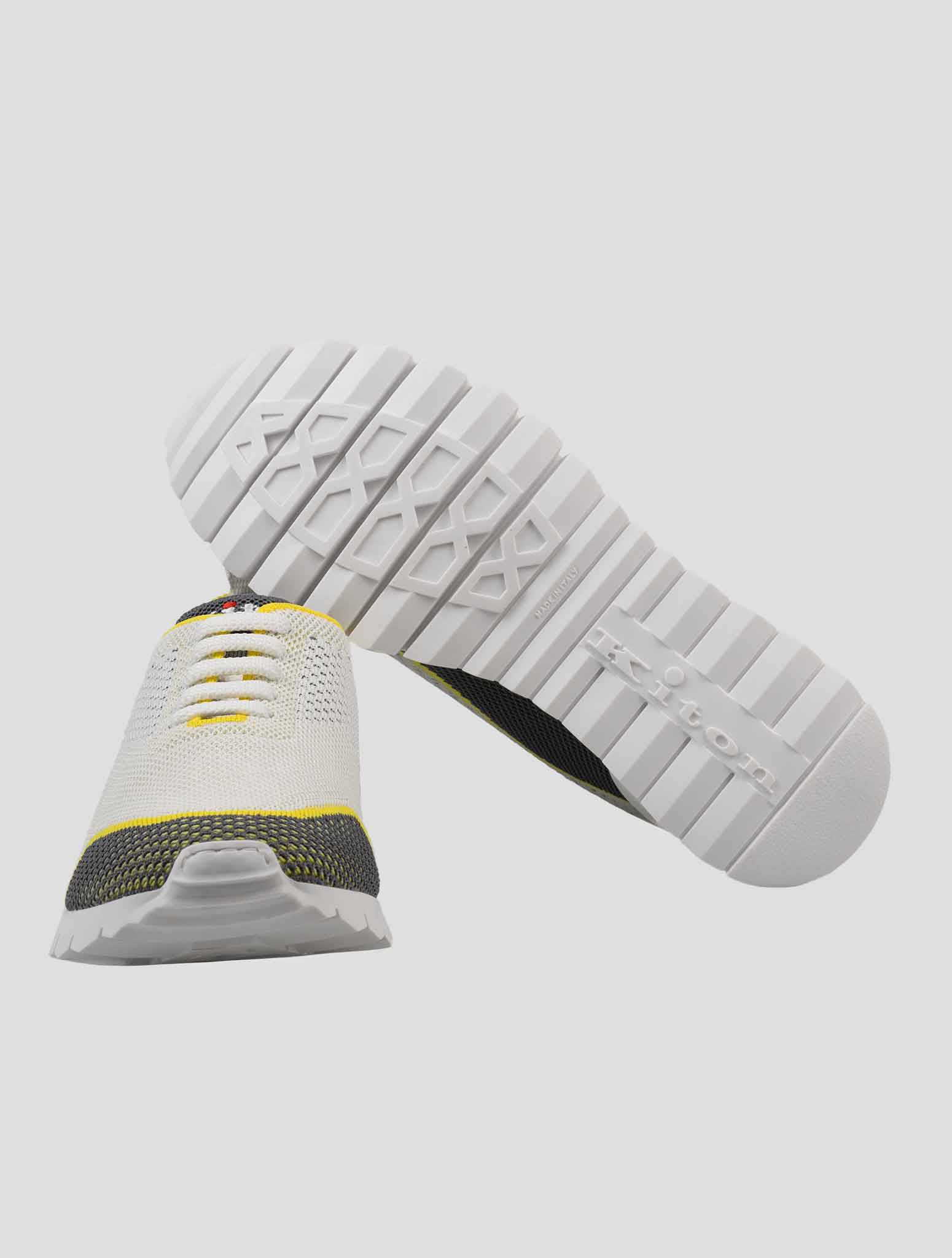 Kiton Gray Yellow Cotton-Elastane Sneakers
