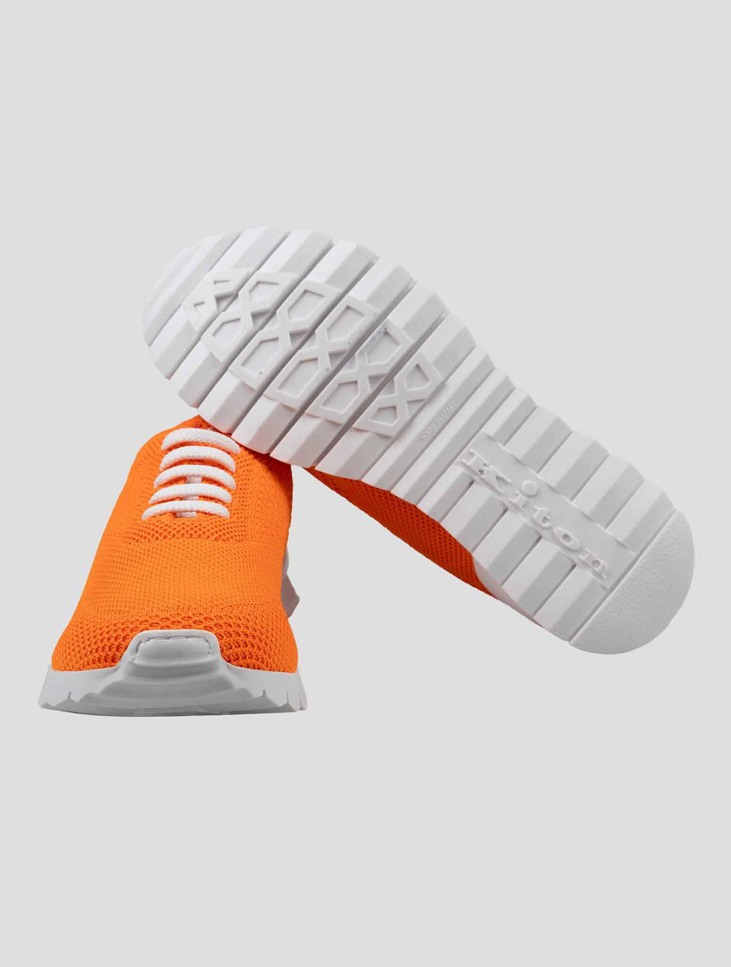 Kiton Orange Cotton-Elastane Sneakers FITSN