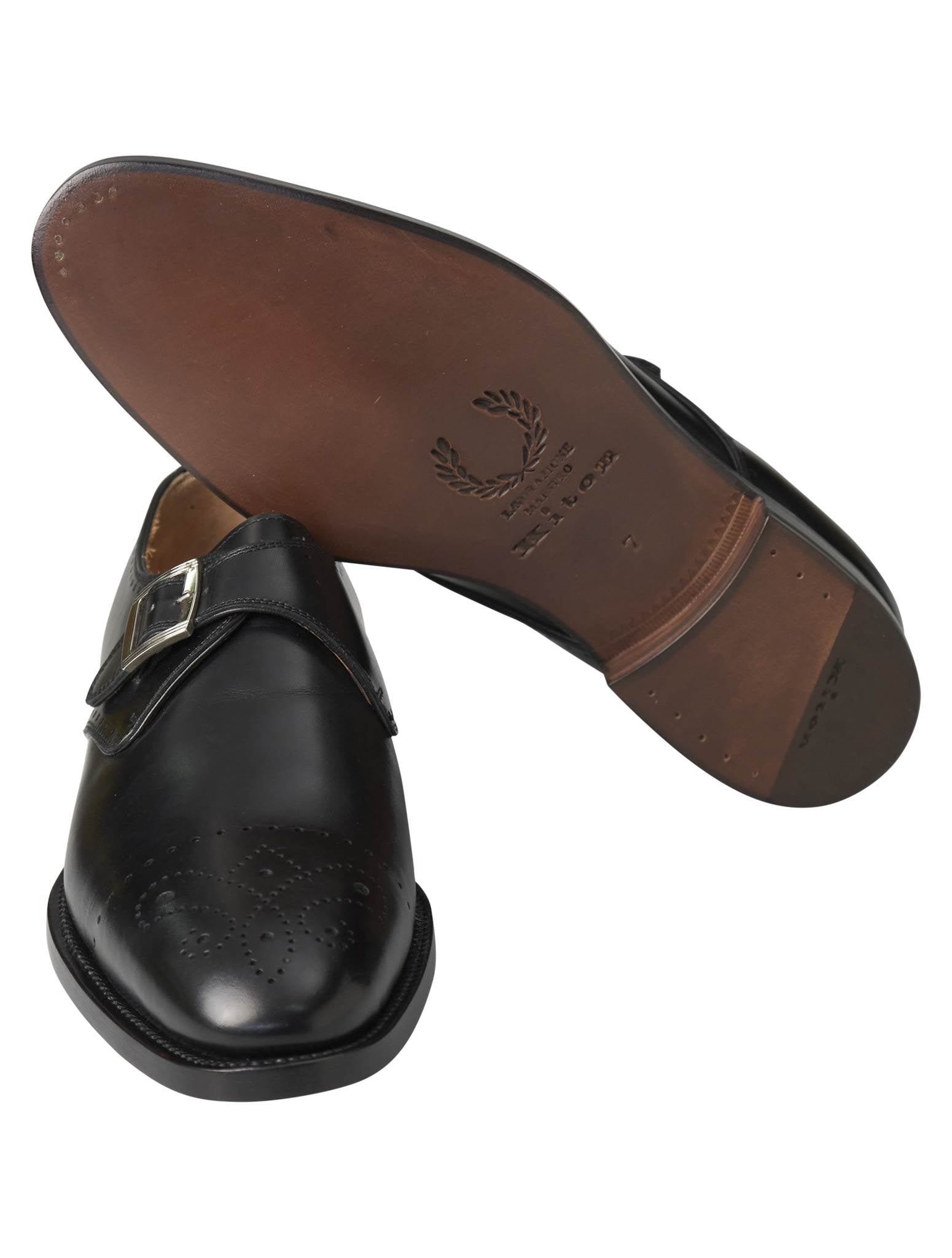 Kiton Black Leather Dress Shoes