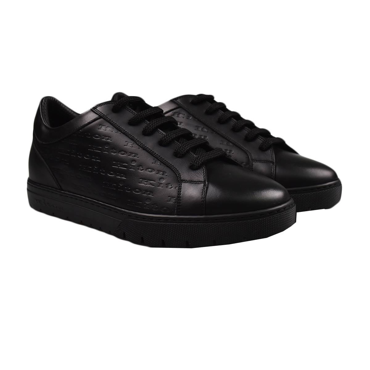Kiton Black Leather Calf Shoes