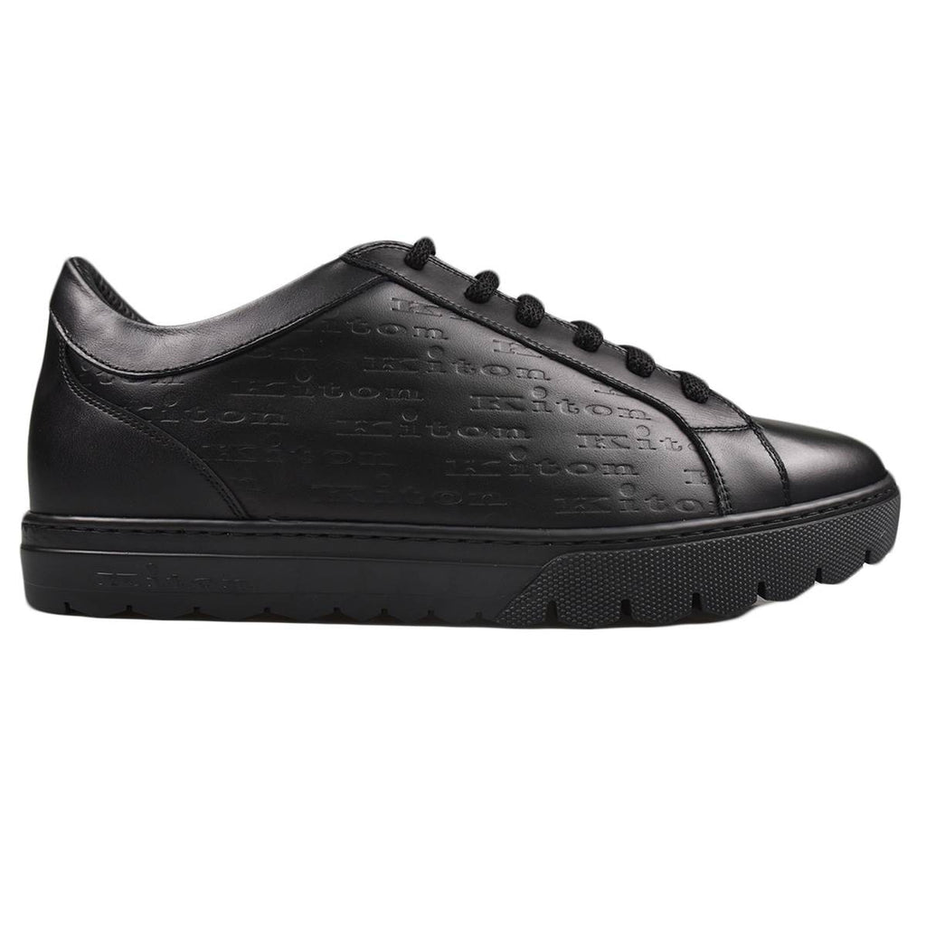 Kiton Black Leather Calf Shoes