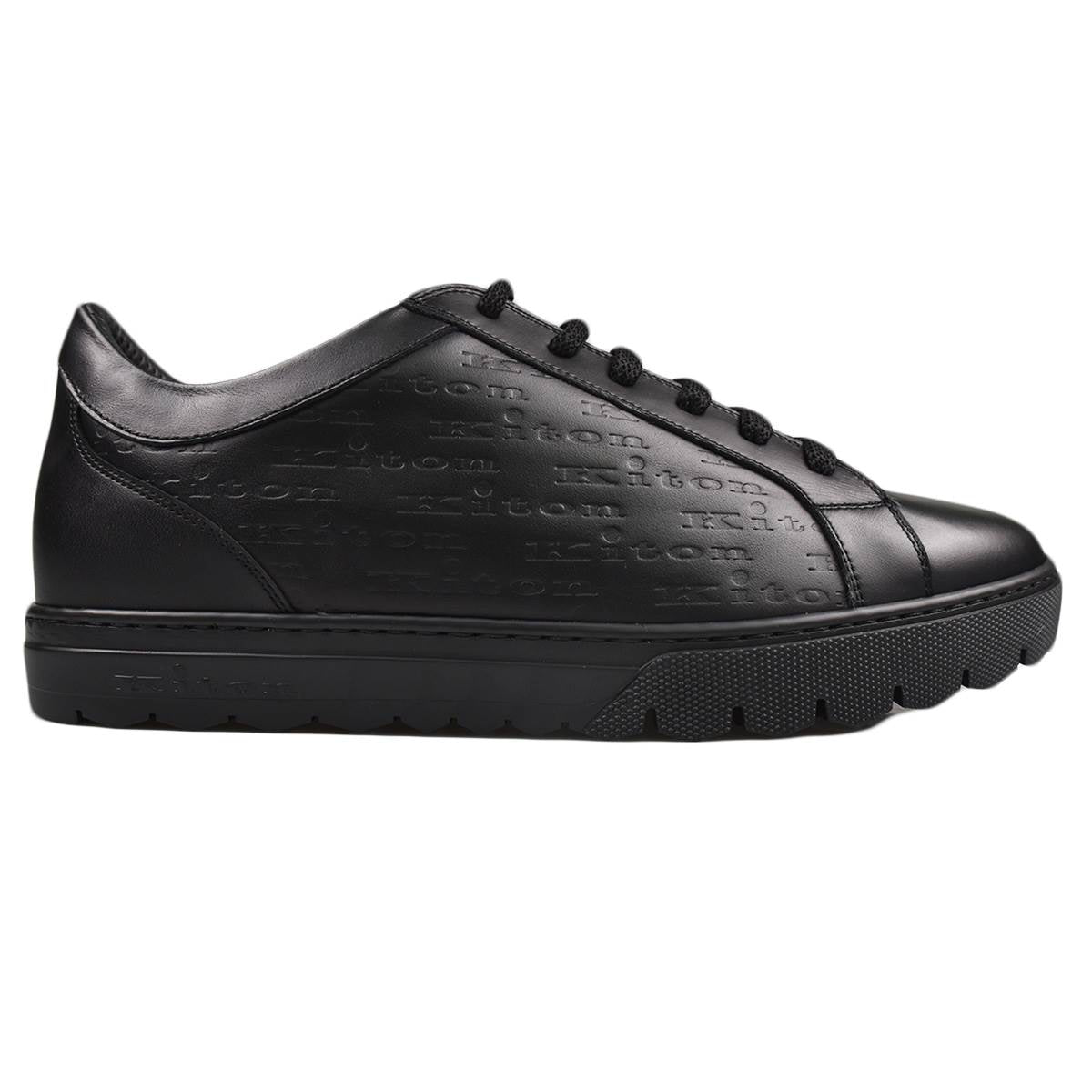 Kiton Black Leather Calf Shoes