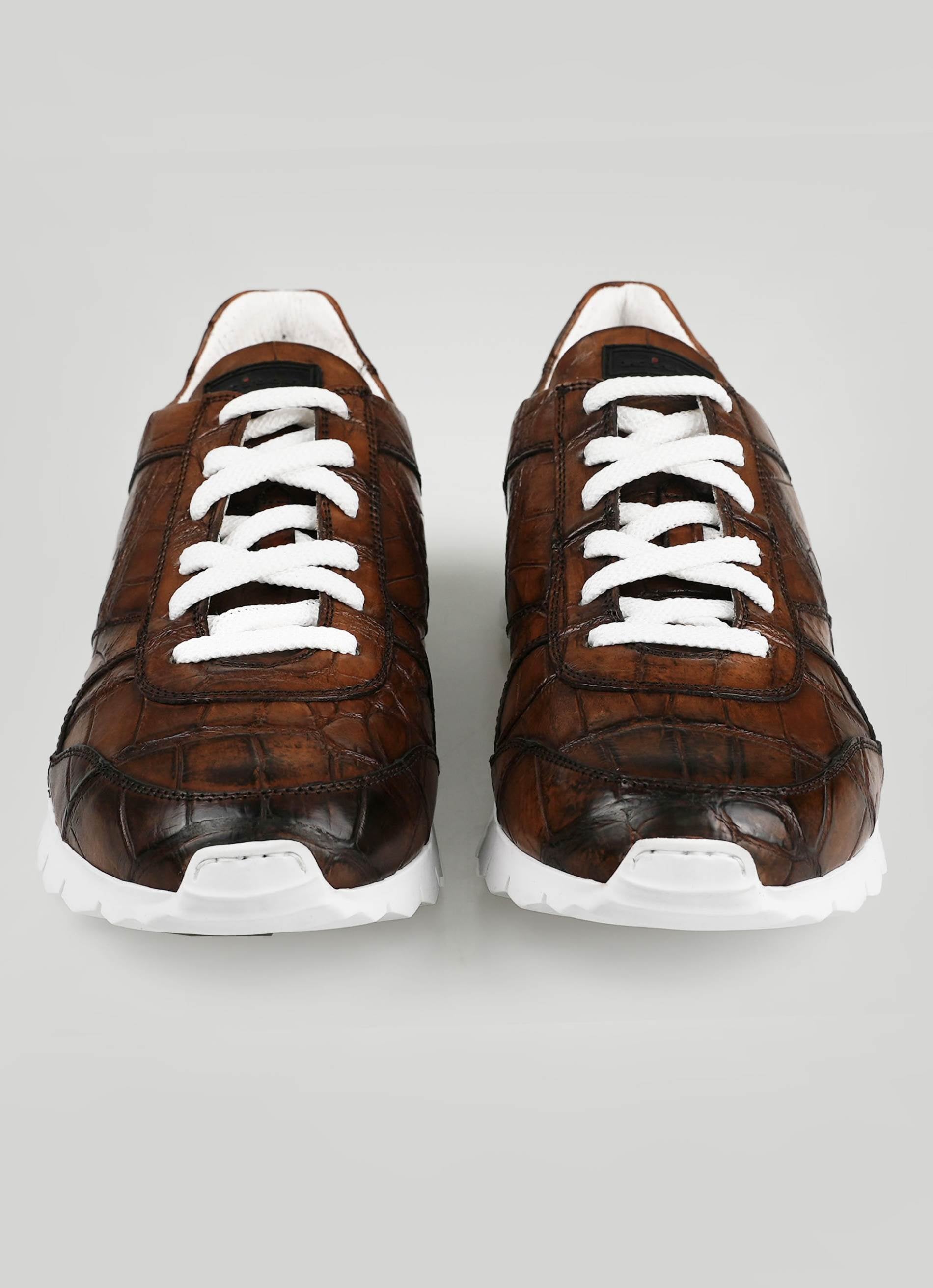 Kiton Brown Crocodile Sneakers VLAWN-11
