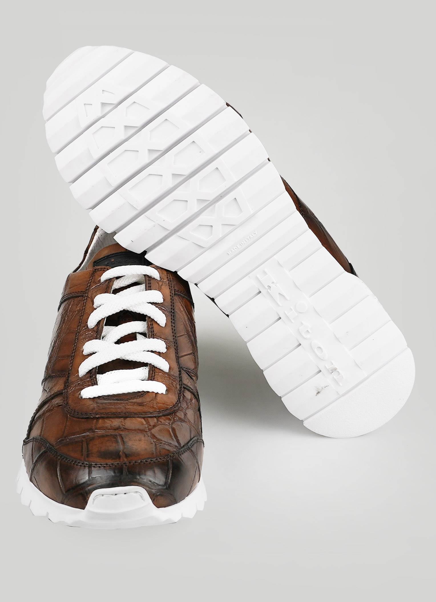 Kiton Brown Crocodile Sneakers VLAWN-11