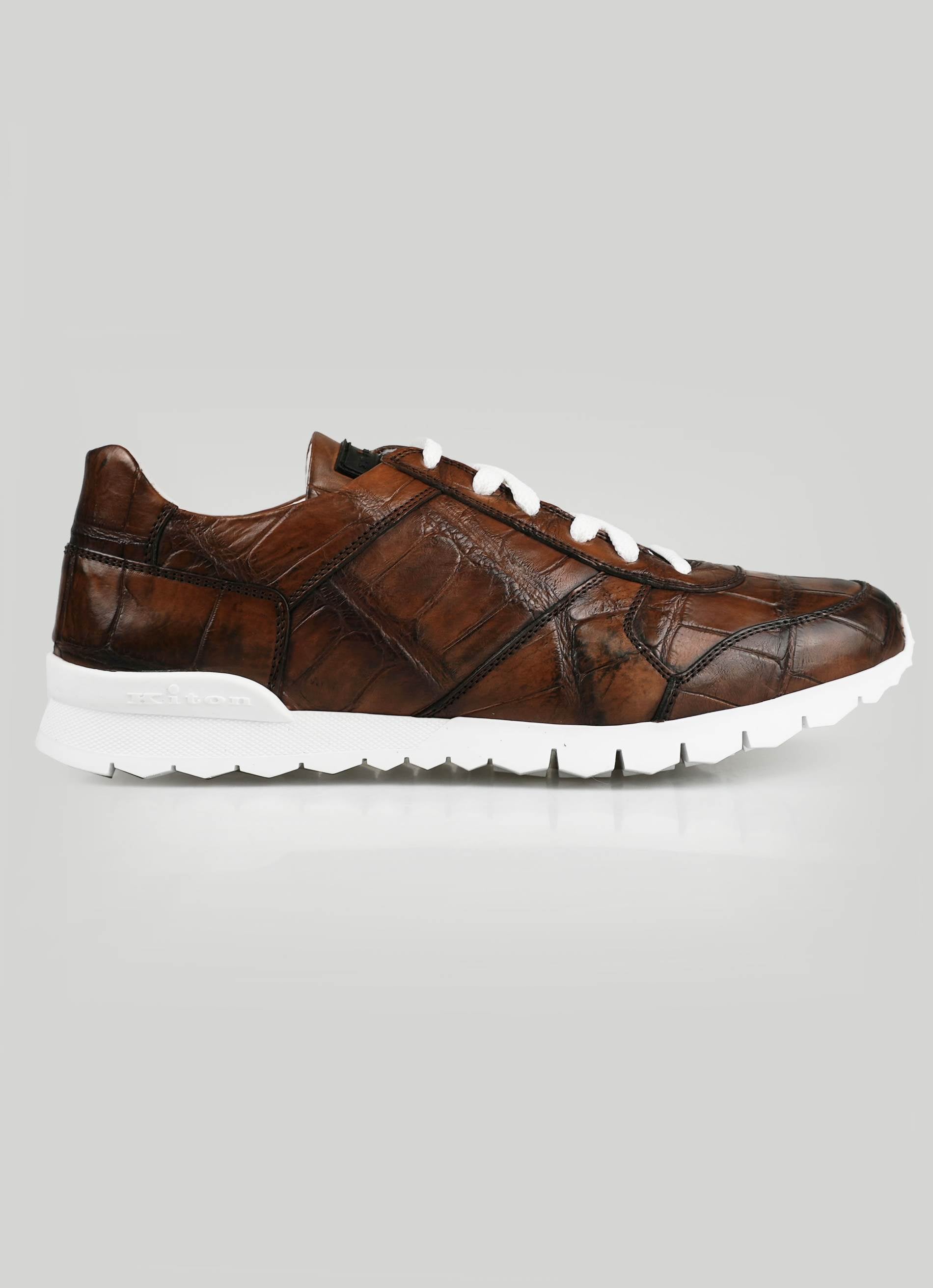 Kiton Brown Crocodile Sneakers VLAWN-11