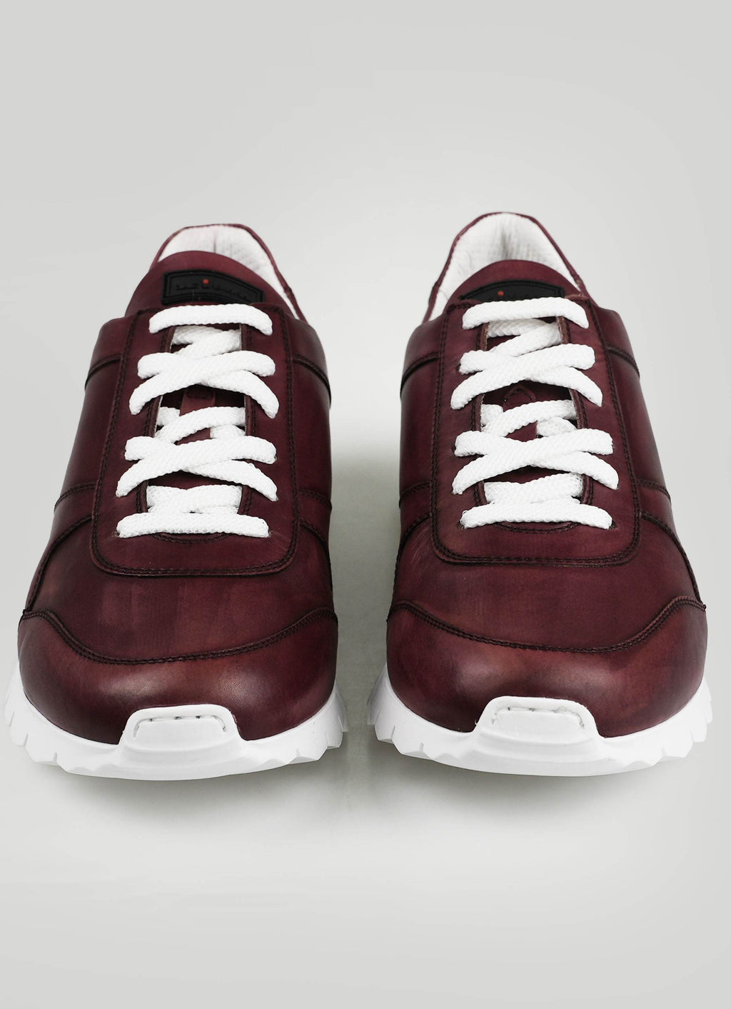 Kiton Burgundy Leather Sneakers