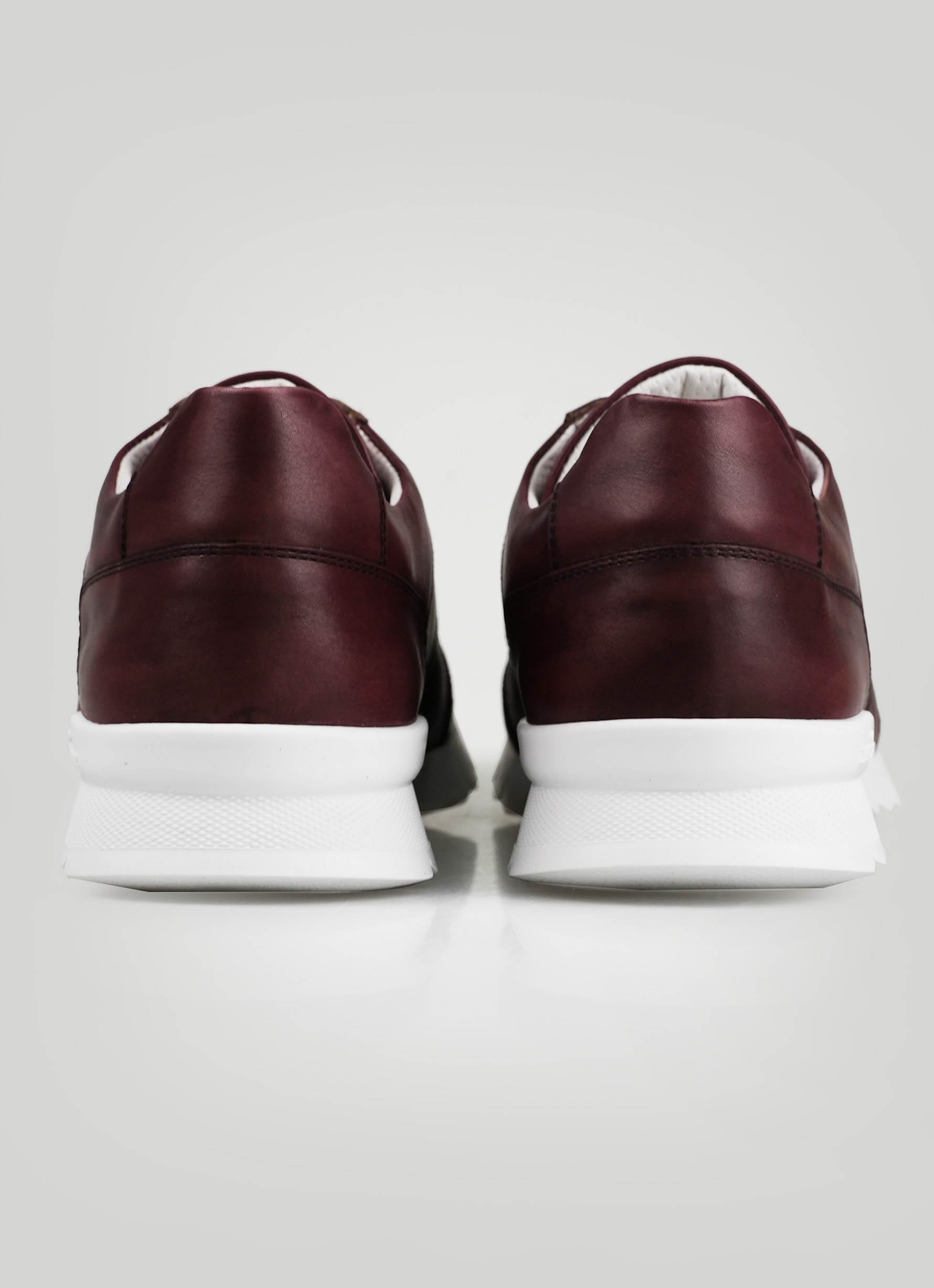Kiton Burgundy Leather Sneakers