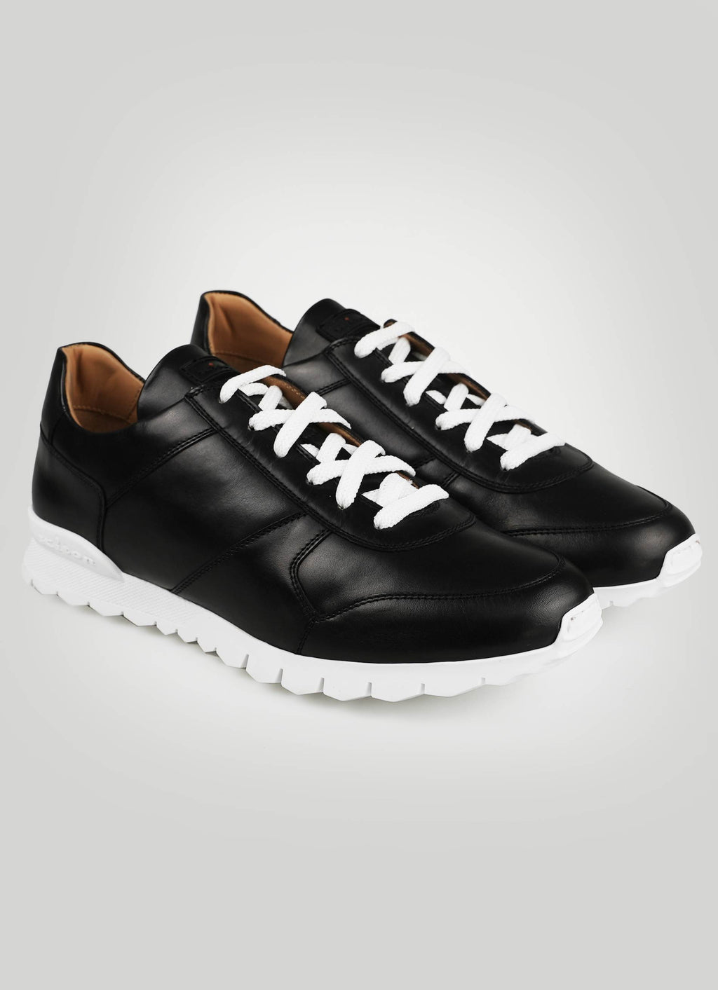 Kiton Black Leather Fur Sheepskin Sneakers