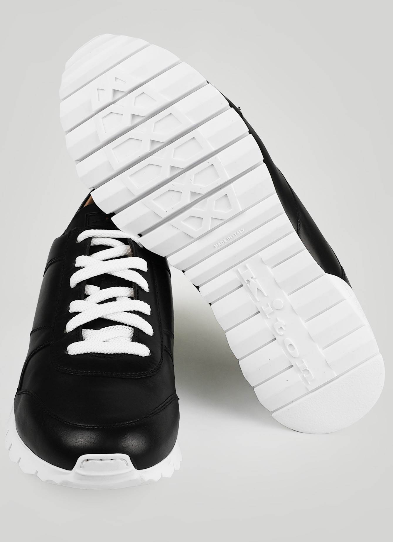 Kiton Black Leather Fur Sheepskin Sneakers