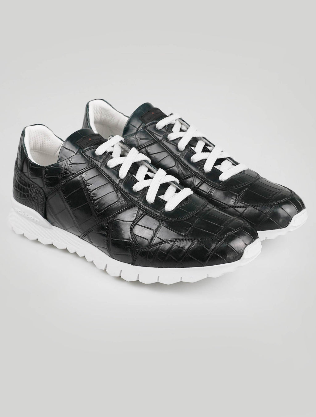 Kiton Dark Green Leather Crocodile Sneakers
