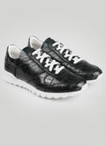 Kiton Dark Green Leather Crocodile Sneakers