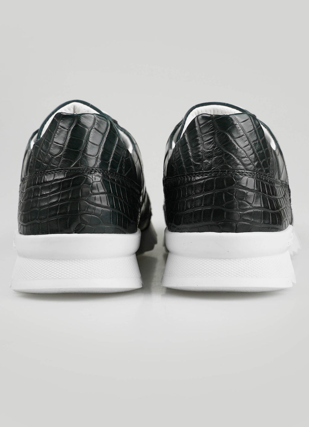 Kiton Dark Green Leather Crocodile Sneakers