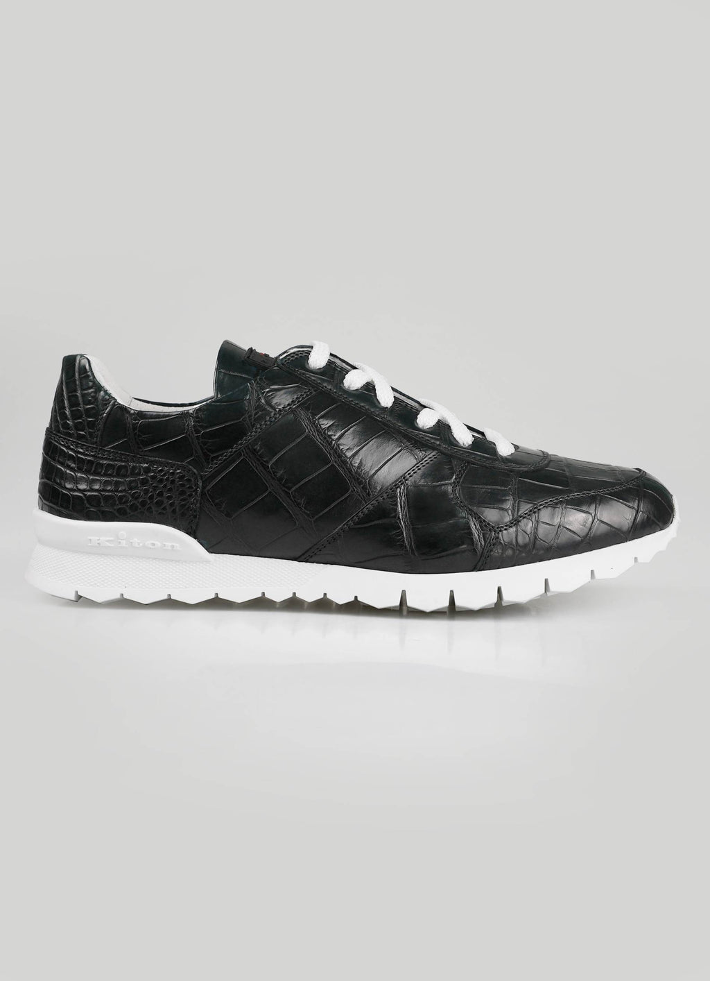 Kiton Dark Green Leather Crocodile Sneakers