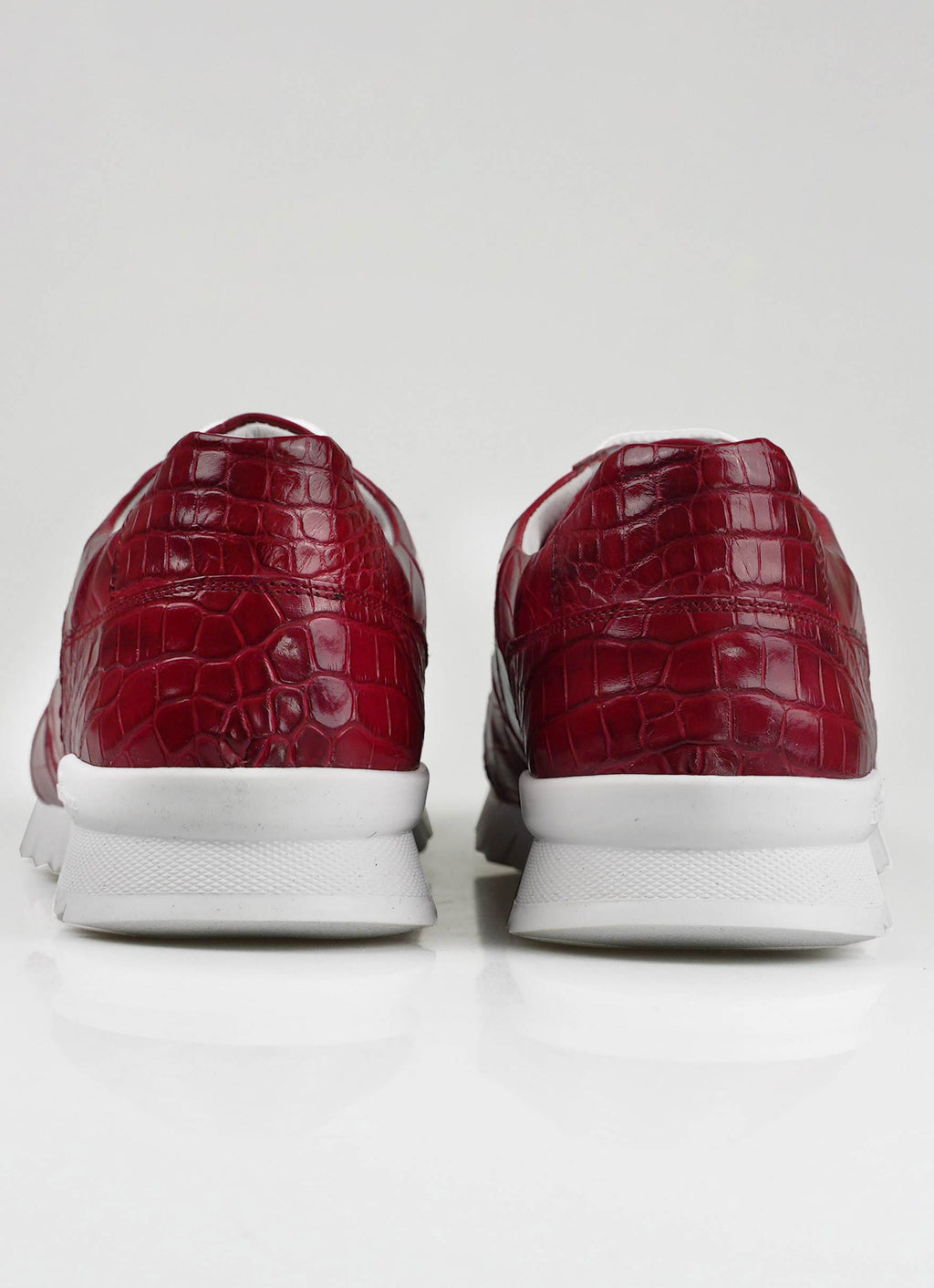 Kiton Red Leather Crocodile Sneakers