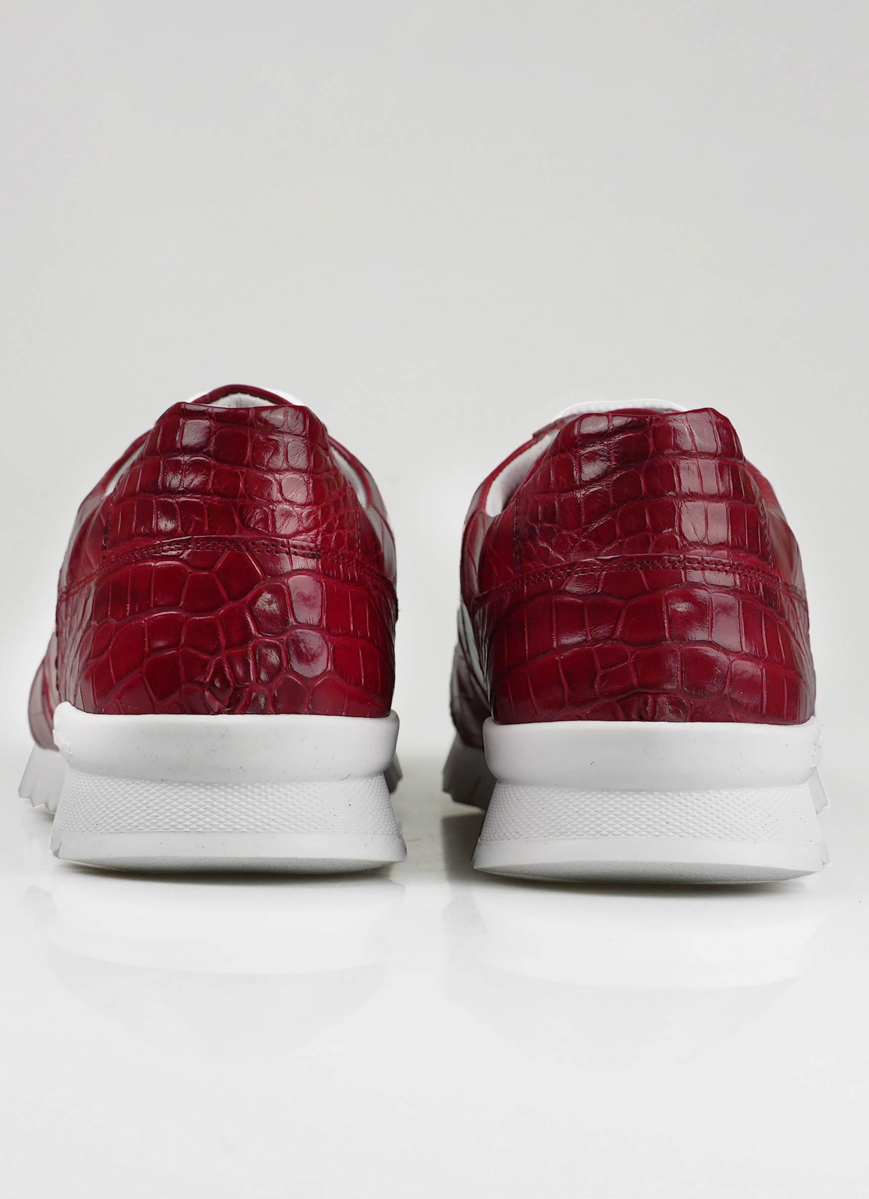 Kiton Red Leather Crocodile Sneakers