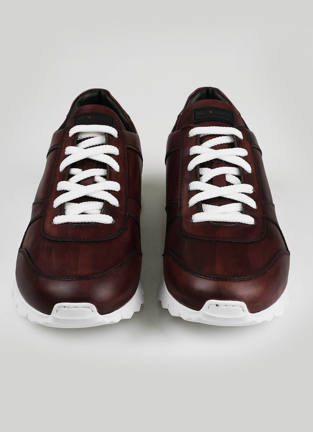 Kiton Burgundy Leather Fur Sheepskin Sneakers