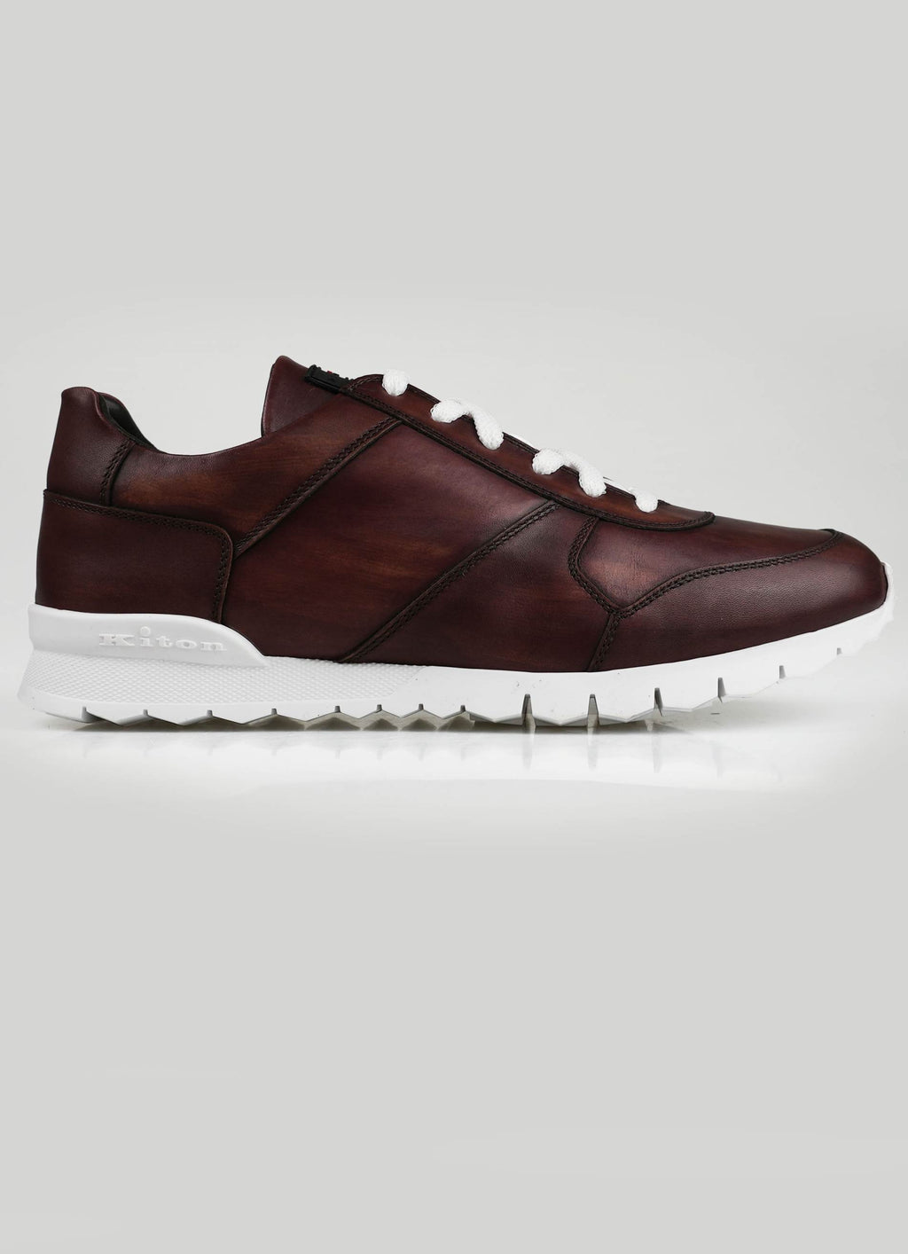 Kiton Burgundy Leather Fur Sheepskin Sneakers