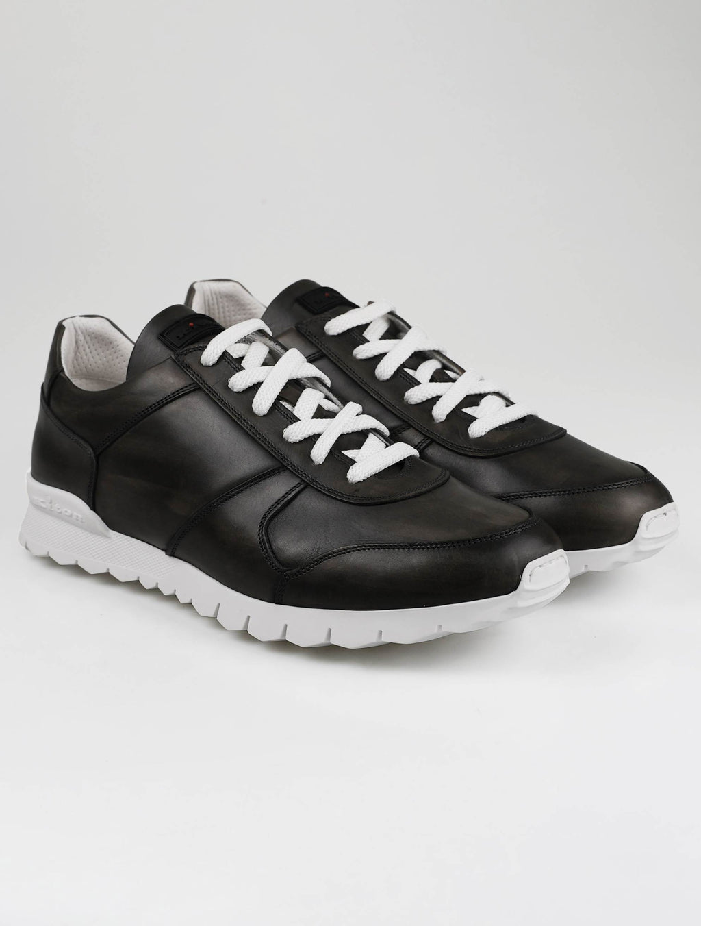 Kiton Dark Gray Leather Sneakers
