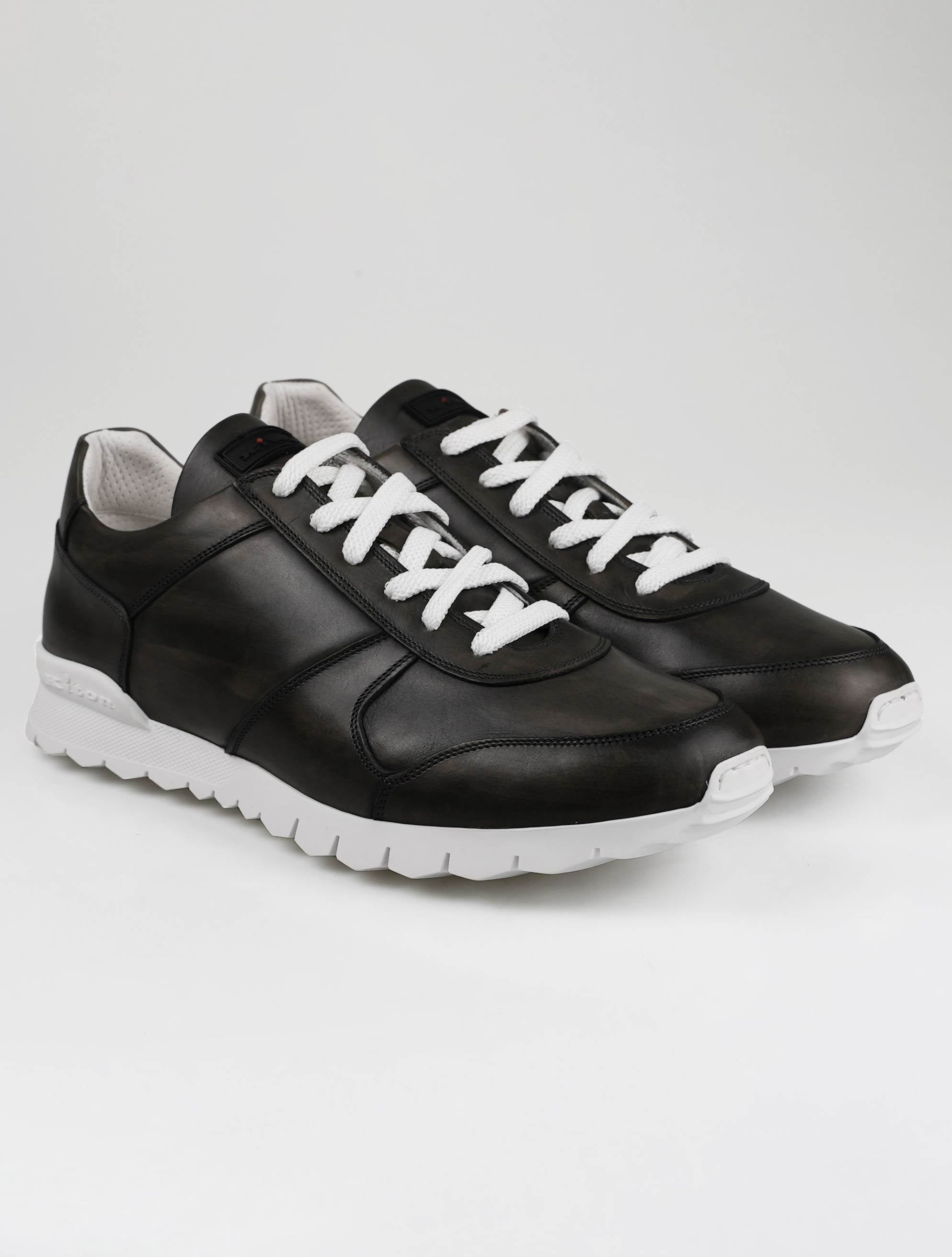 Kiton Dark Gray Leather Sneakers