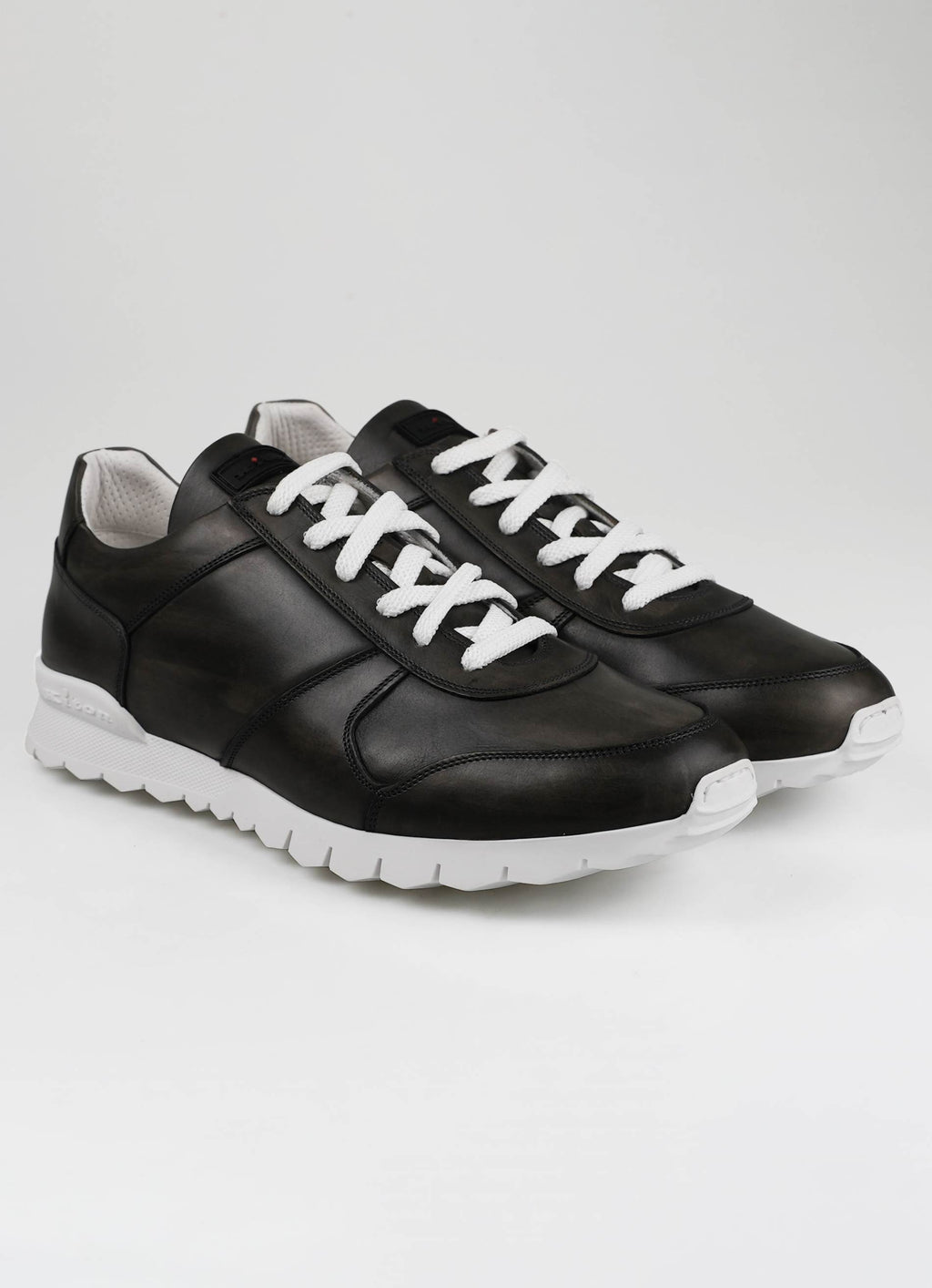 Kiton Dark Gray Leather Sneakers