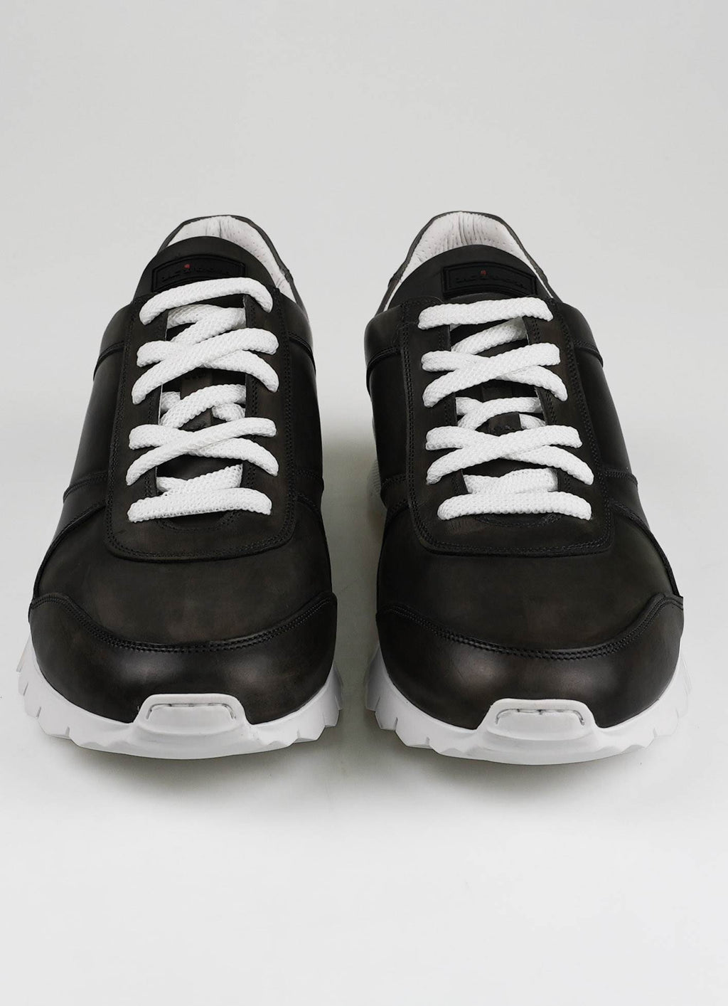 Kiton Dark Gray Leather Sneakers