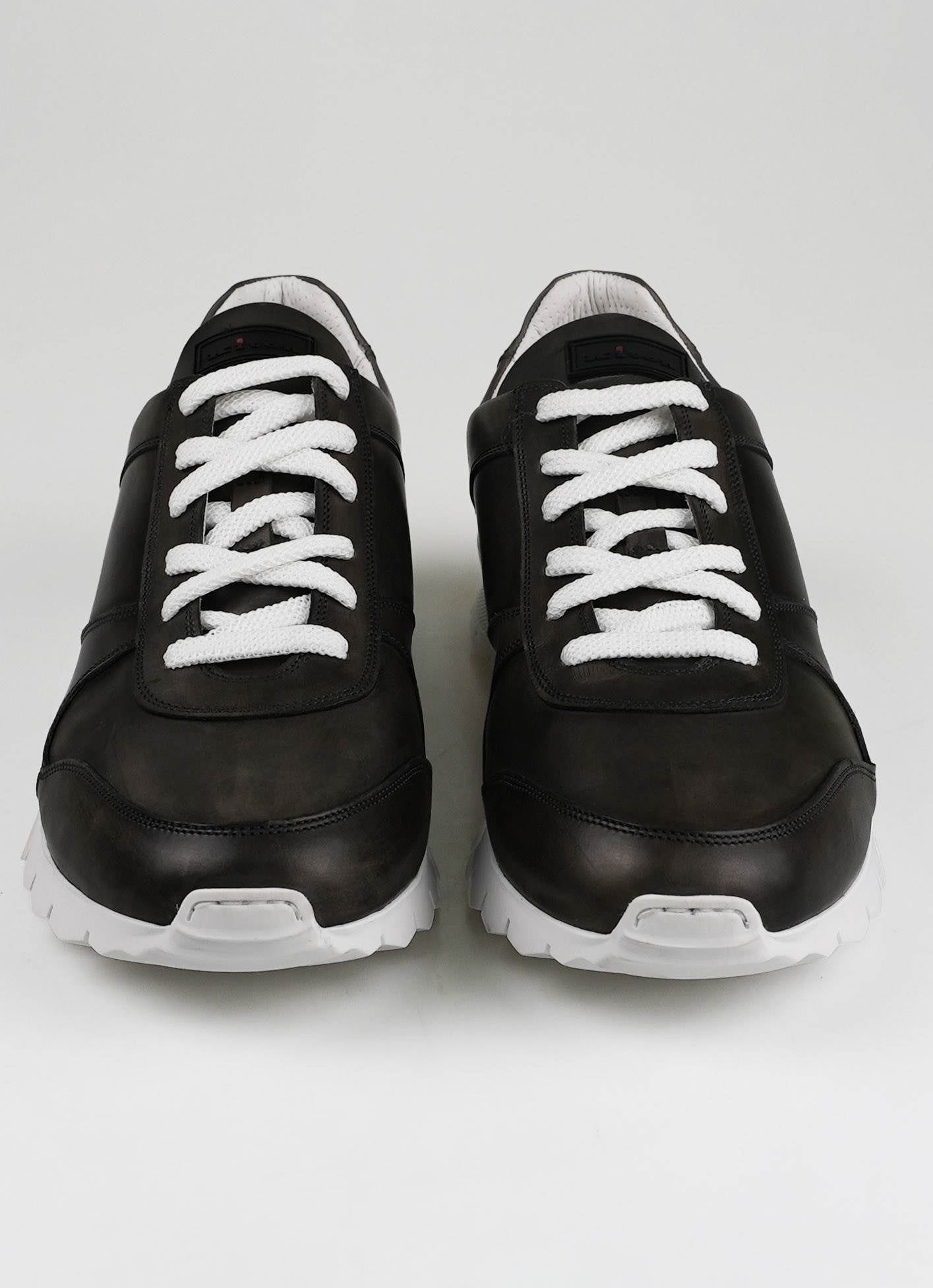 Kiton Dark Gray Leather Sneakers